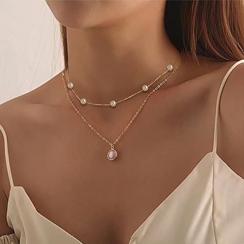 Detalle de Trinckle Pearl Necklace for Women — Gold Pearl Choker with 14.5" + 3" Extender