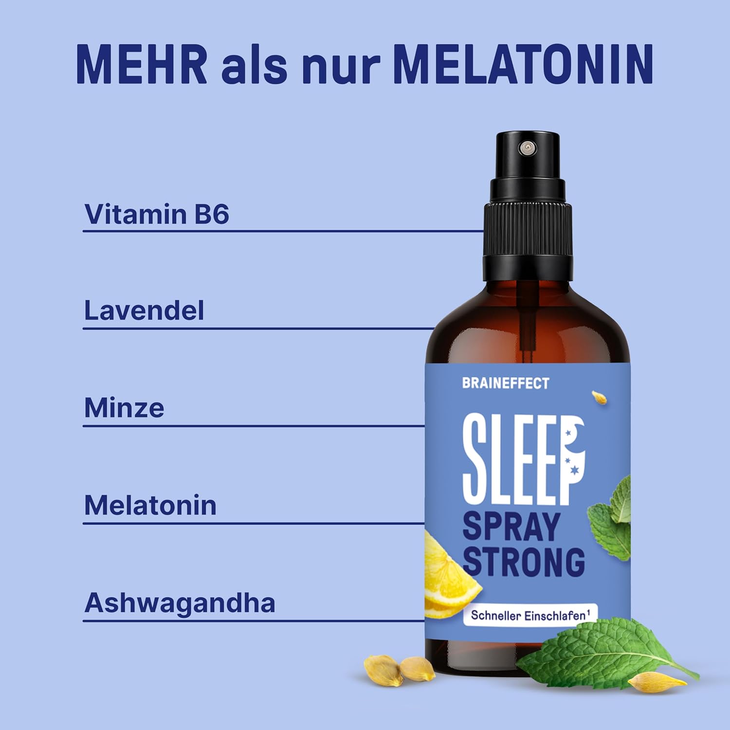 Thumbnail 3 de Braineffect Sleep Spray Strong (Melatonin) – hochdosiertes Einschlafspray mit 0,5 mg pro Sprühstoß, 50 ml