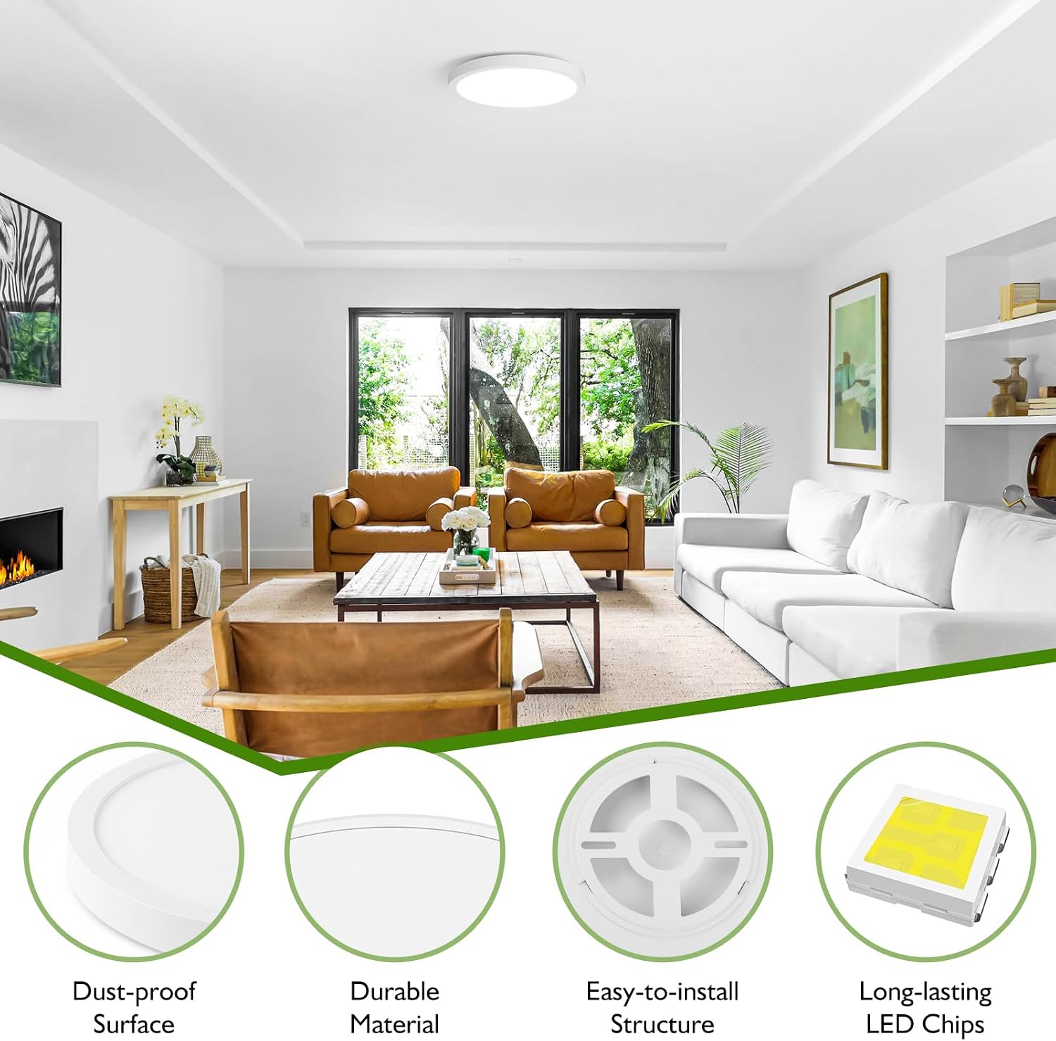 Detalle de Brightever 61518008-01 7-Inch LED Ceiling Light, Dimmable, 3CCT, 10-Pack