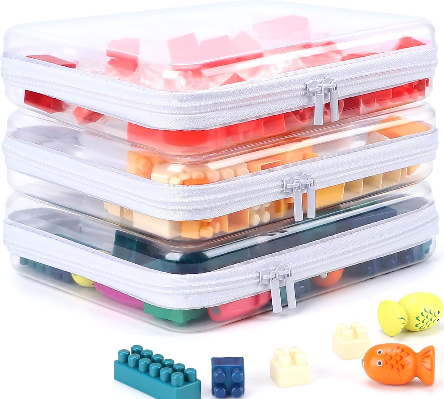 Detalle de YOPCDJ 3 Pack Clear Hard Shell Zipper Case