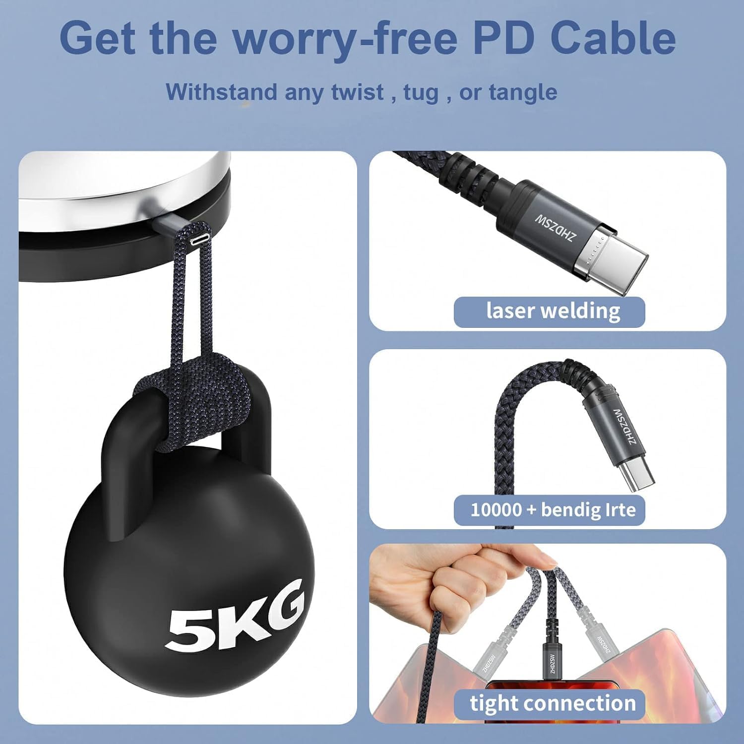 Detalle 2 de Extra Langes USB-C Ladekabel 3+3 m
