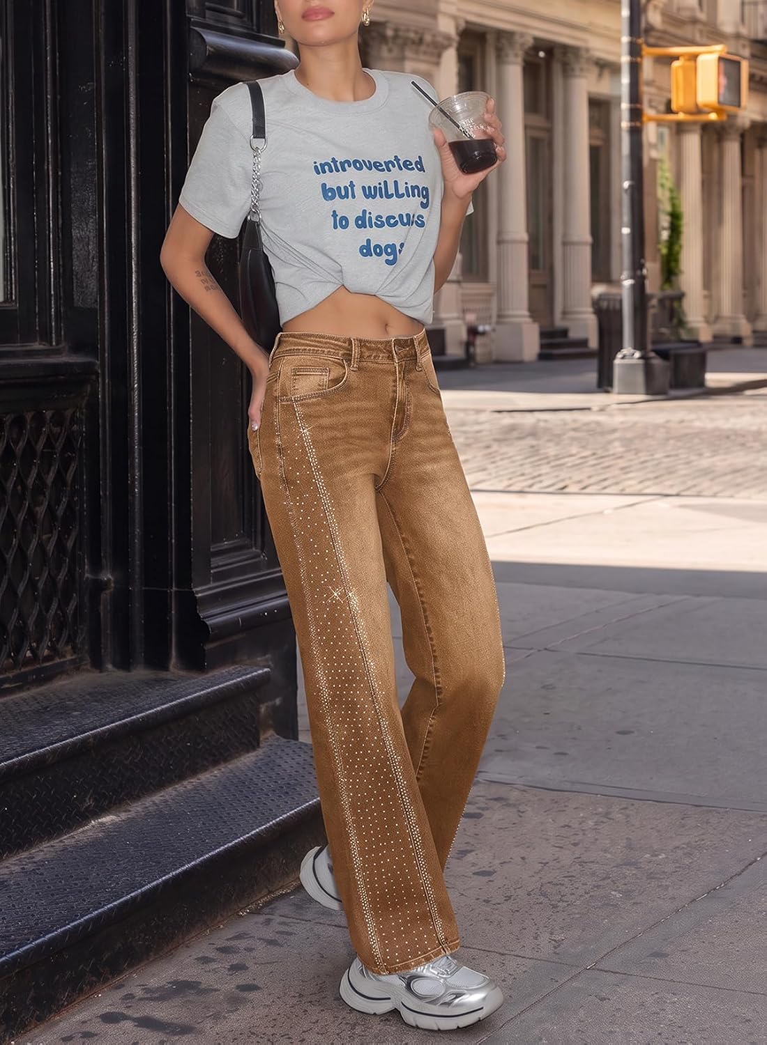 Detalle de Sidefeel Women's Wide-Leg Jeans