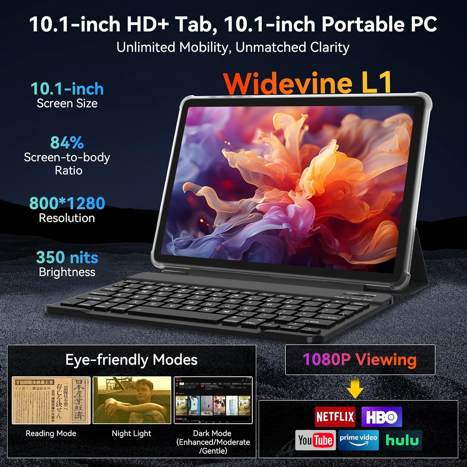 Thumbnail 2 de TABWEE T20 10-inch Android 16 AI Tablet (24GB + 256GB, up to 2TB, 5G, FHD) with Pen & Keyboard Kits