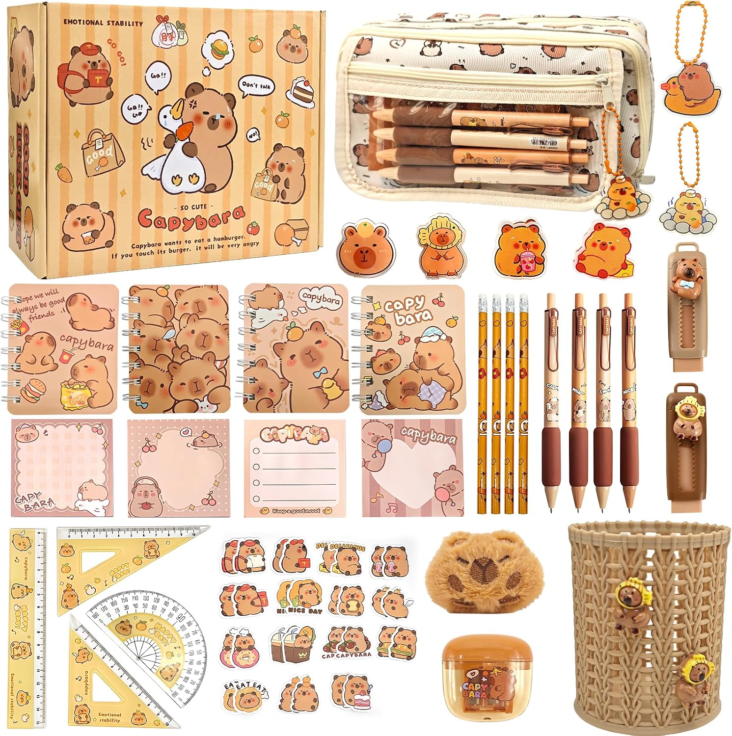 Detalle de Ronronner Capybara Cap-001 etui- en schrijfwarenset, 72-delig