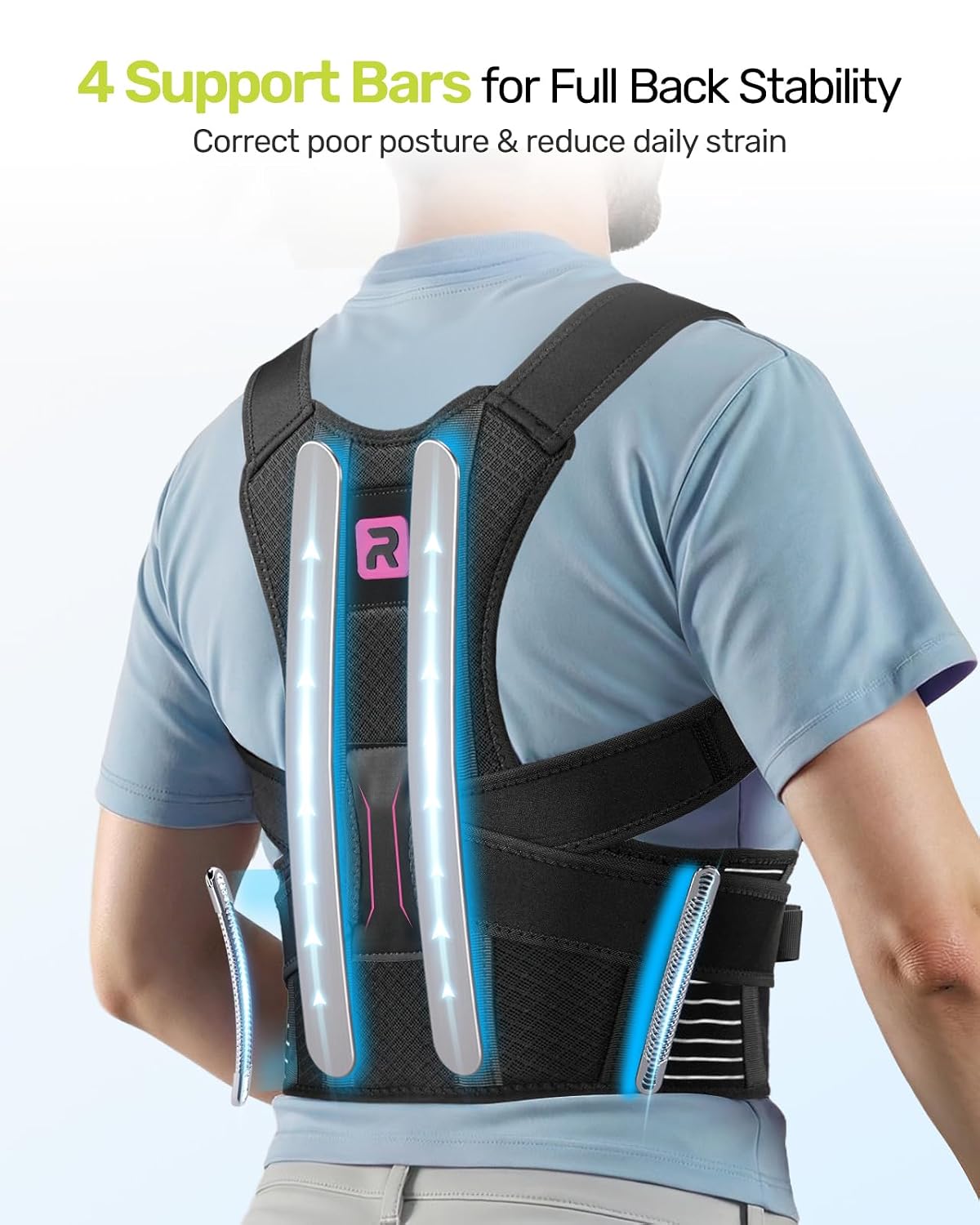 Thumbnail 1 de Rakiie Posture Corrector for Women and Men (Rose Red, M) with Upgraded Back Support