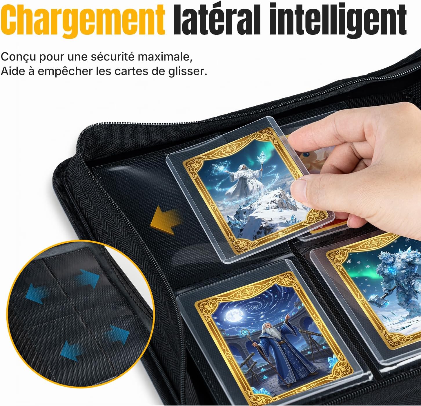 Detalle de Album Tolesum pour 160 Cartes Toploader : classeur 4 poches, étuis inclus et design sans anneaux