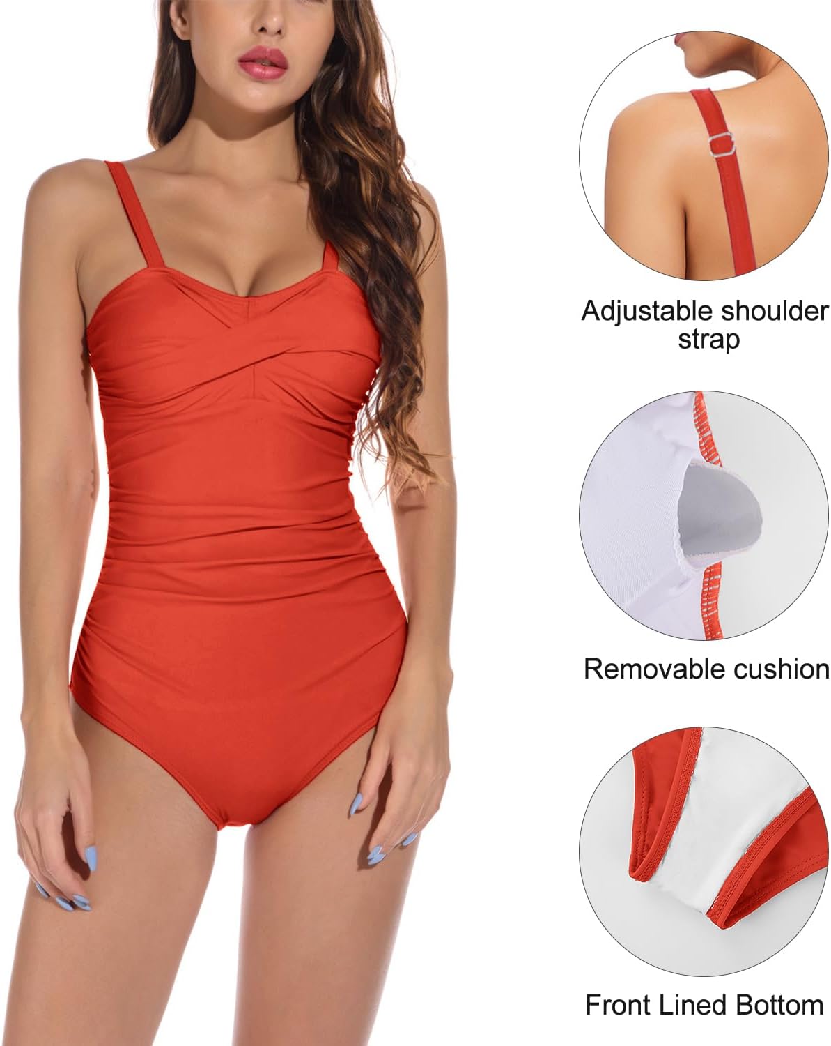 Detalle de Yuson Girl Bauchweg Einteiler mit Push-Up – Damen Badeanzug für formende Silhouette