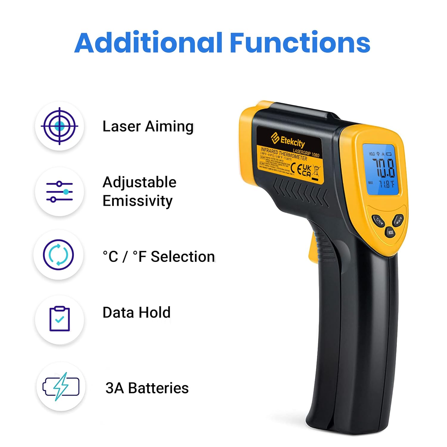 Thumbnail 5 de Etekcity Lasergrip 800 infrared thermometer -50°C