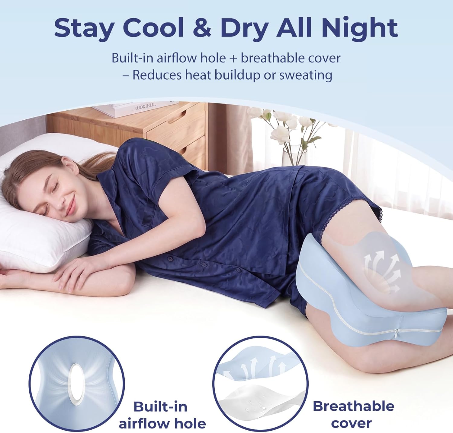 Thumbnail 2 de HANQIMER Knee Pillow for Side Sleepers – 13-Inch Memory Foam with Airflow Channels