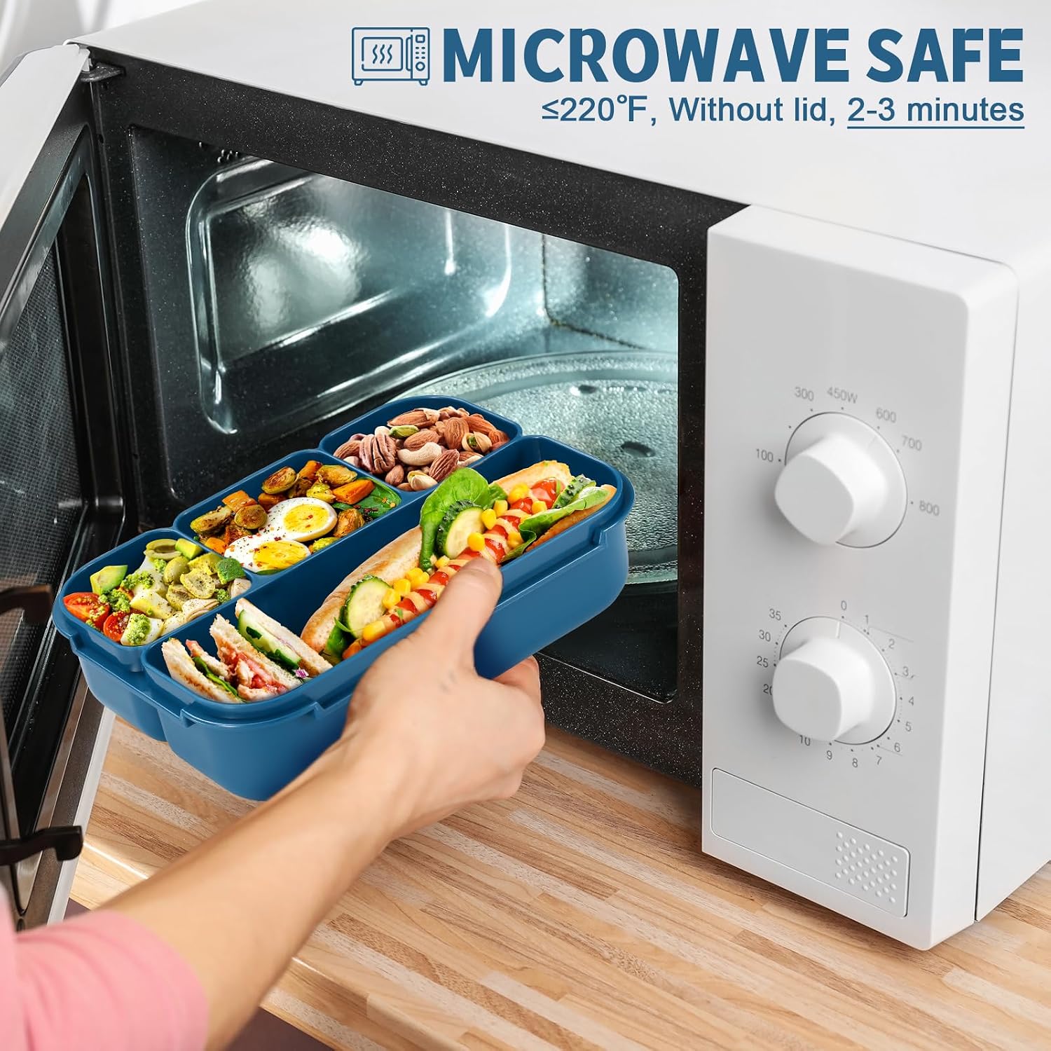 Thumbnail 5 de Shell and Turtle Bento Box Adult Lunch Box: 4-Compartment, Navy, Microwave Safe