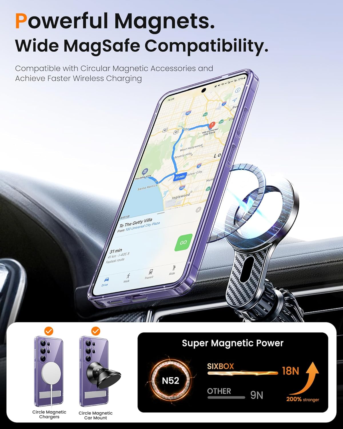 Thumbnail 3 de SIXBOX Magnetic Case for Samsung Galaxy S26 Ultra with Kickstand and Tempered Glass Screen Protectors (Clear)