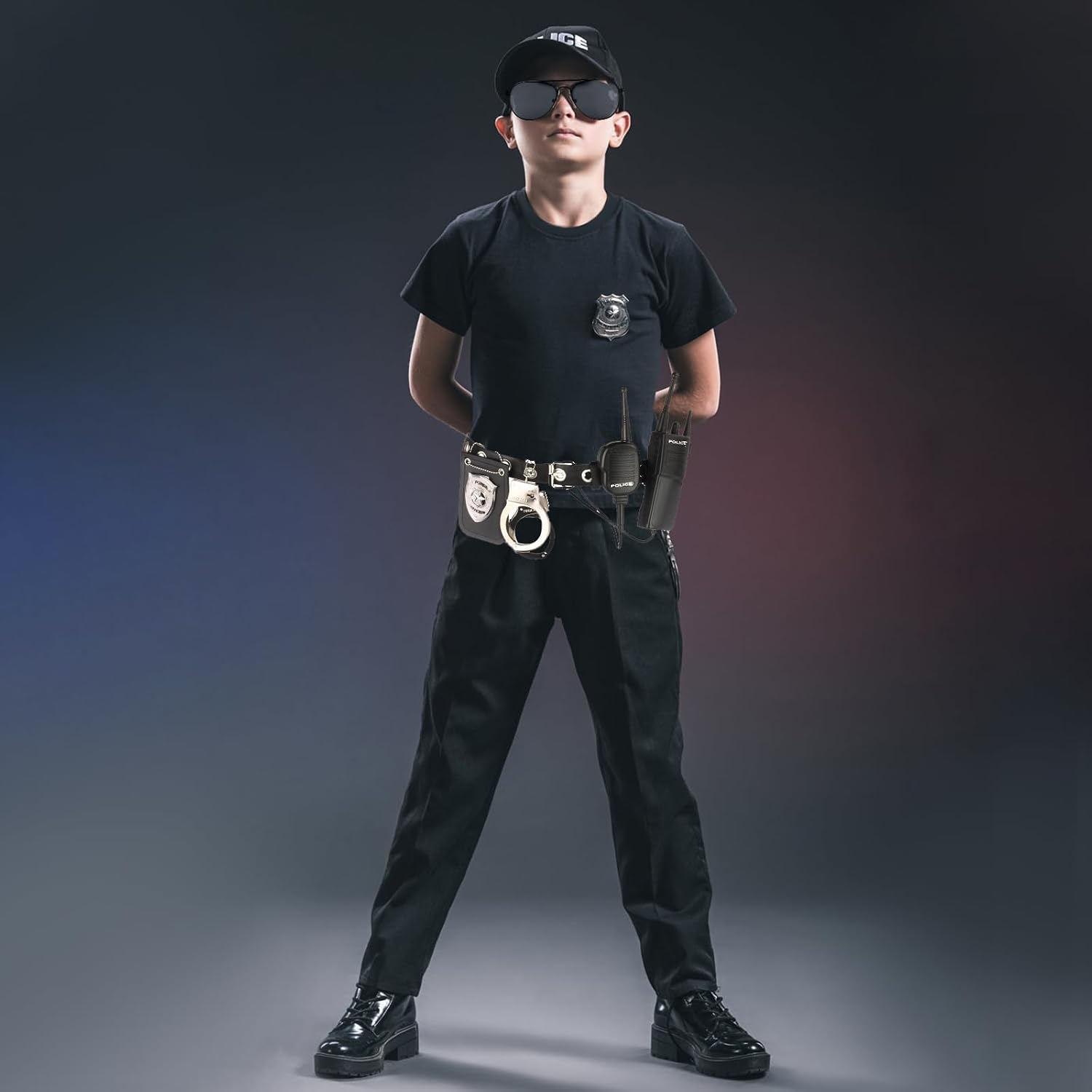 Thumbnail 6 de Kyson 5-Piece Police Costume Accessories Set with Belt, Badge and Handcuffs