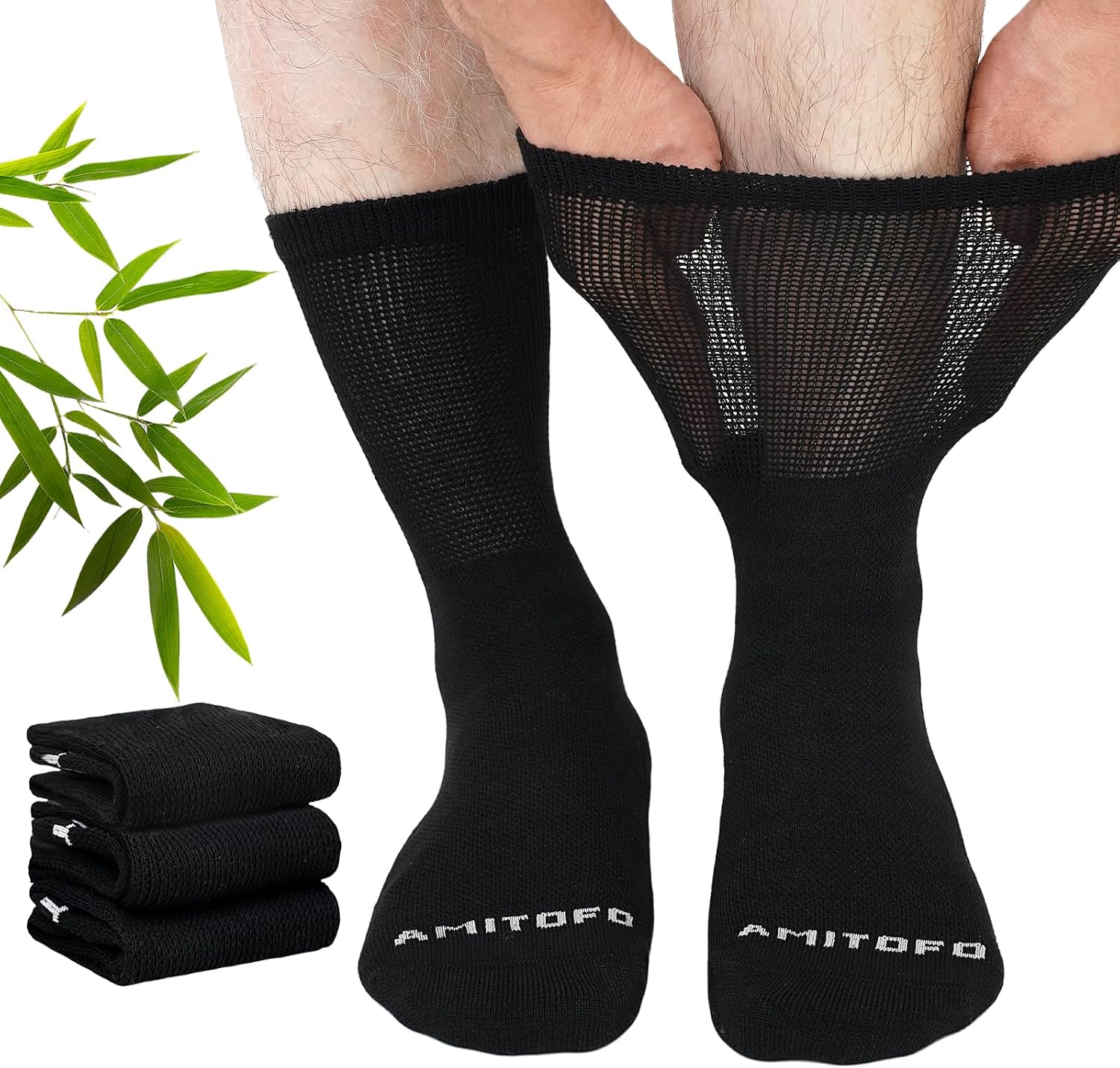 Detalle de LOFIR Chaussettes Diabétiques en Bambou Extra Larges – Sans Couture, Sans Elastique, Non Comprimantes (39-50) – 3 Paires