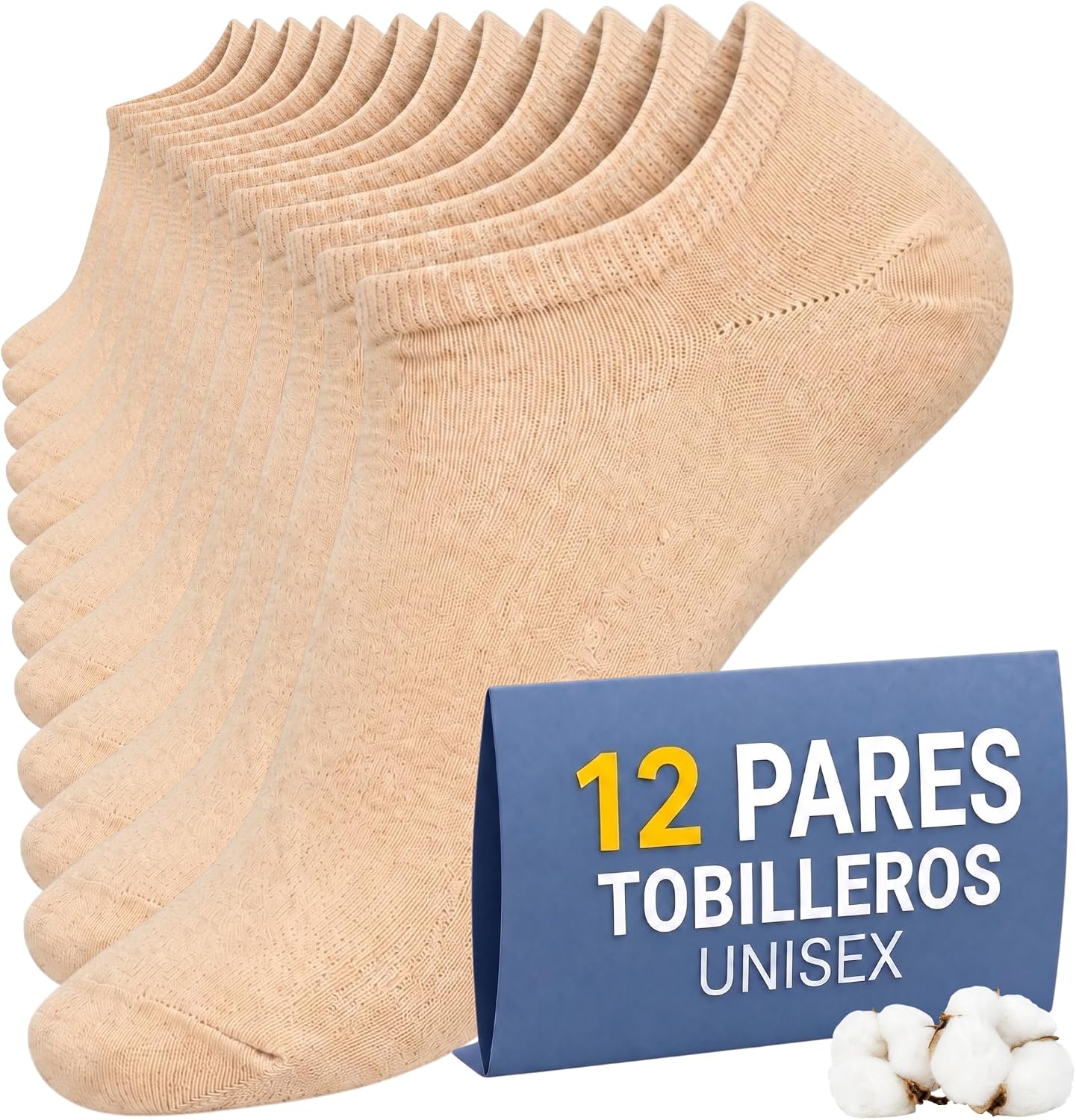 Detalle 2 de PS PROUTHS 12 Pares | Calcetines tobilleros hombre y mujer | 90% algodón | Regular 40-46