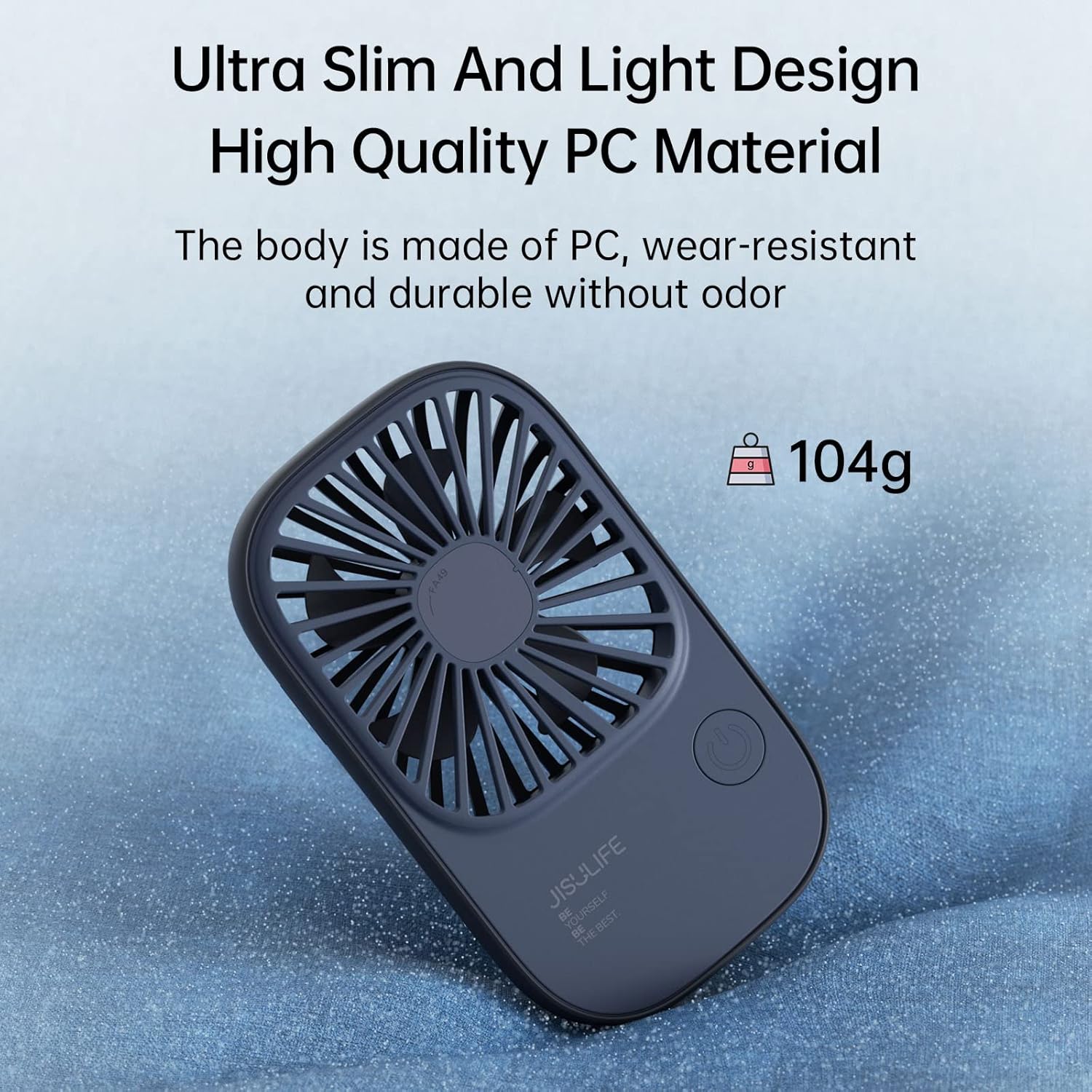 Thumbnail 3 de JISULIFE handheld mini fan (3 speeds) – ultra-slim USB rechargeable pocket fan in blue