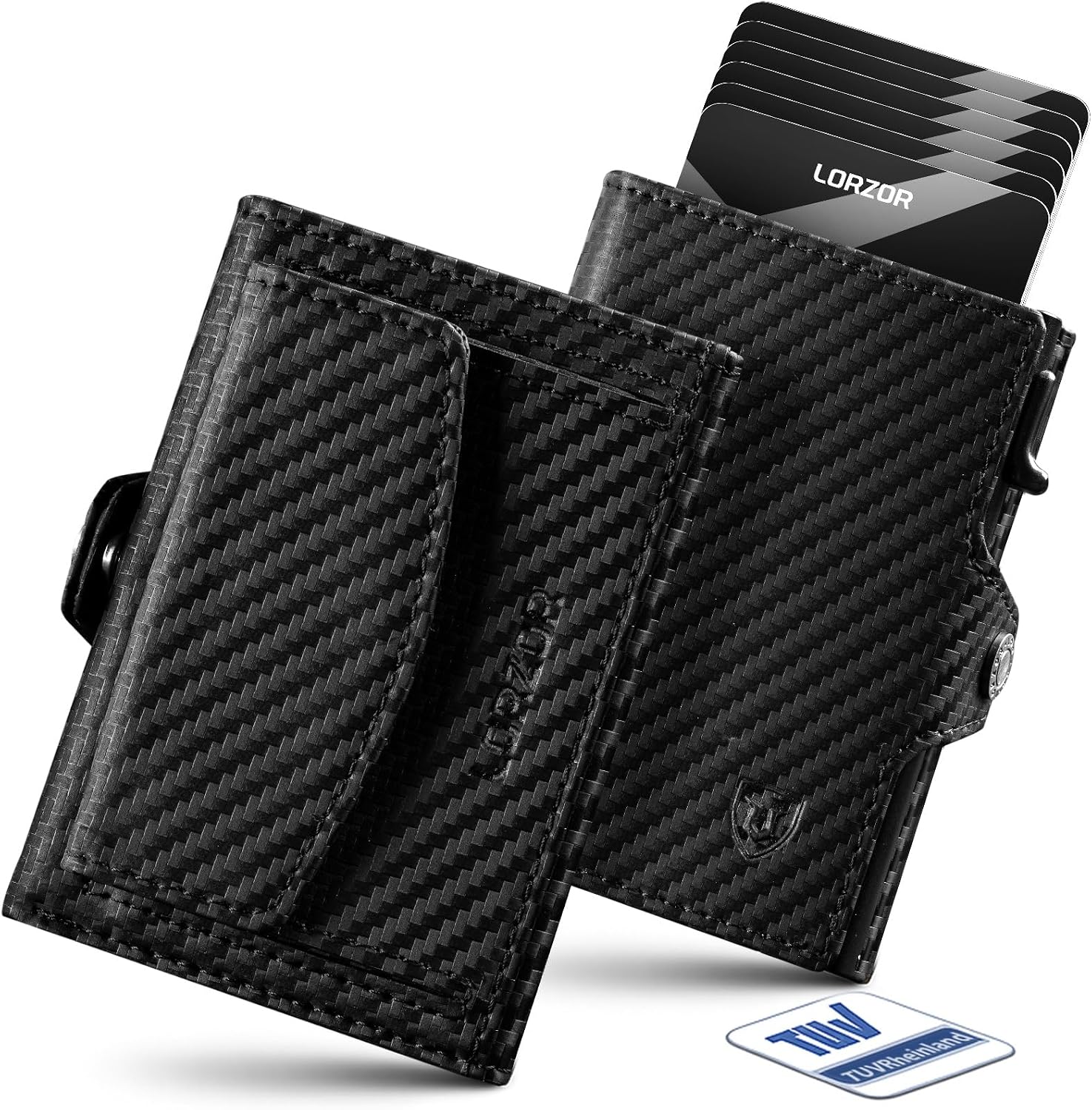Detalle de LORZOR Slim Wallet mit XXL‑Münzfach 9,8 x 7 x 2 cm