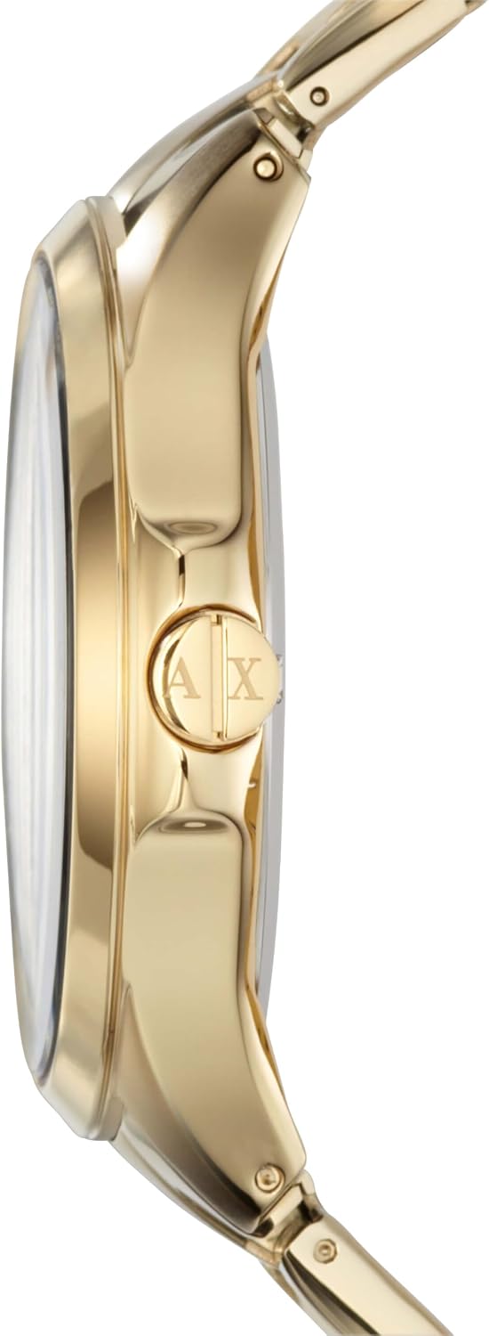 Detalle 2 de Armani Exchange Orologio da uomo: cassa 46 mm, vernice oro, movimento al quarzo e cinturino in acciaio
