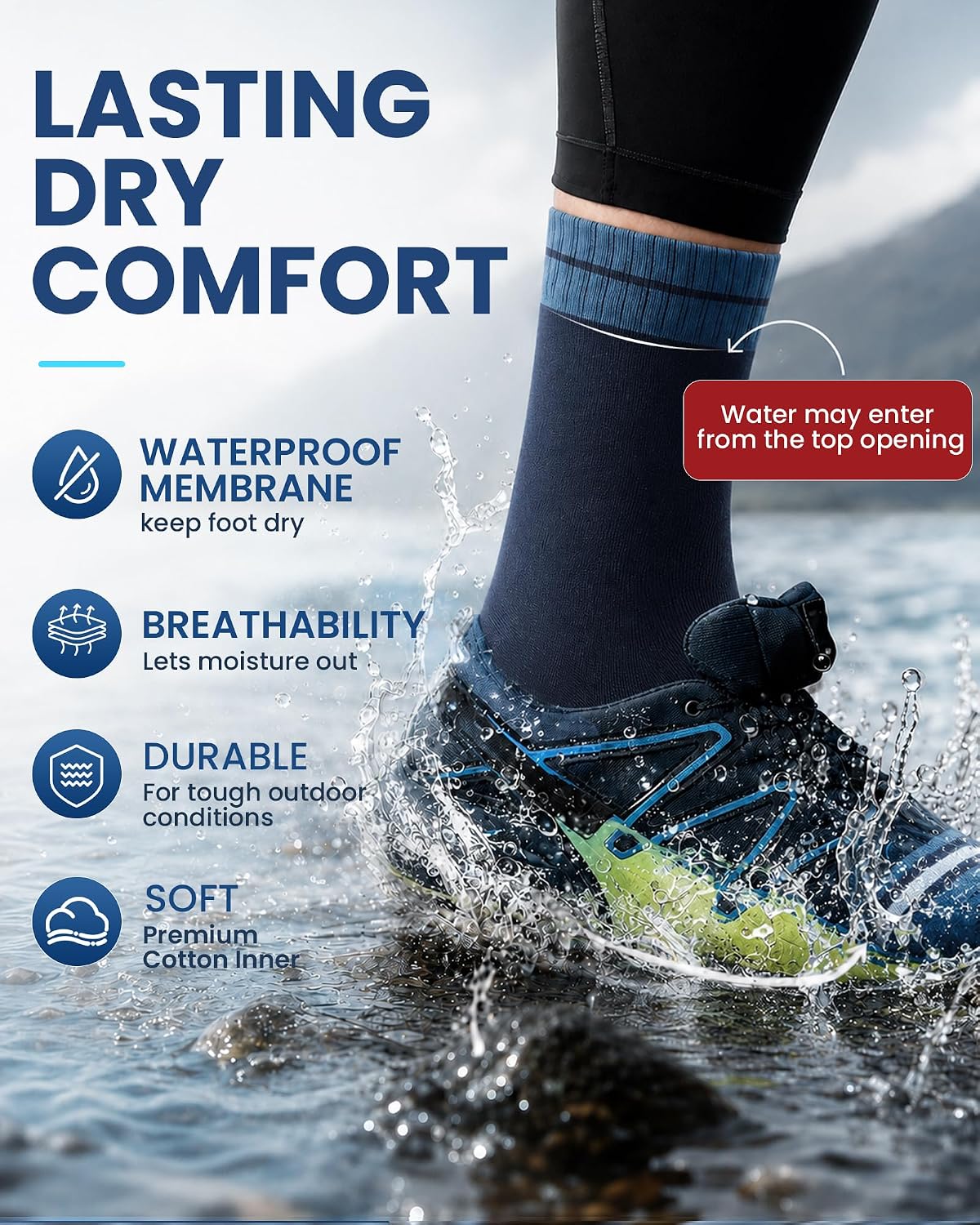 Detalle 1 de Niorasen Waterproof Hiking Socks, Cotton Blend
