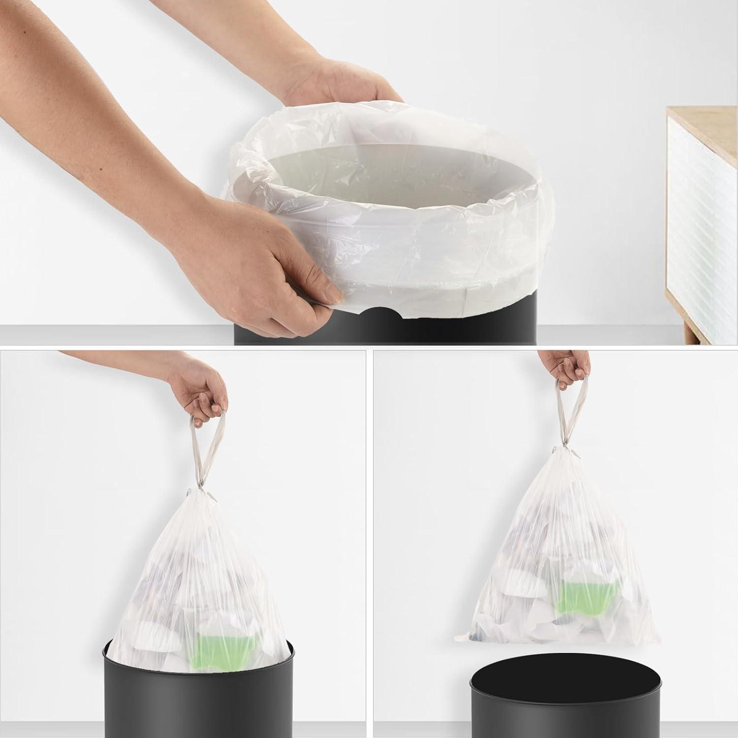 Thumbnail 4 de Heihaily 2.6-Gallon Heavy Duty Drawstring Trash Bags (60 Count) – Leak-Proof & Unscented