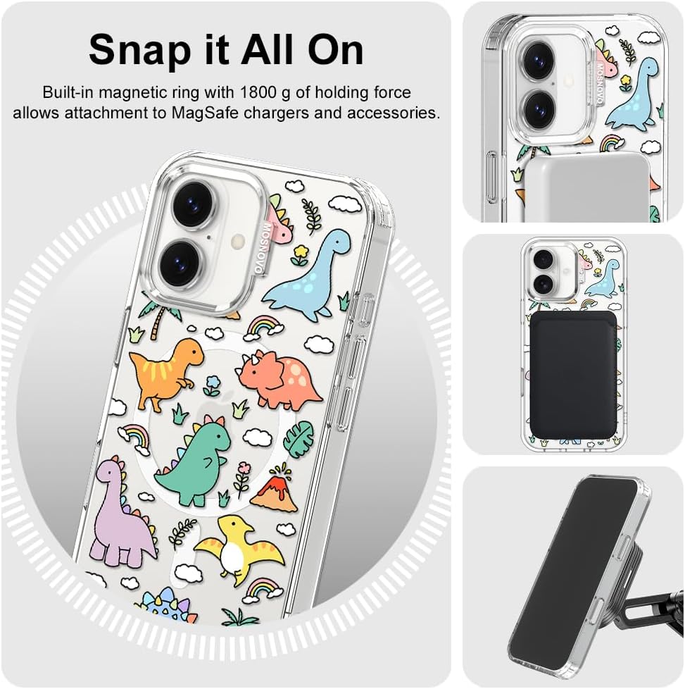 Thumbnail 6 de MOSNOVO for iPhone 17 Case with Magsafe – Clear Dinosaurs Land Design