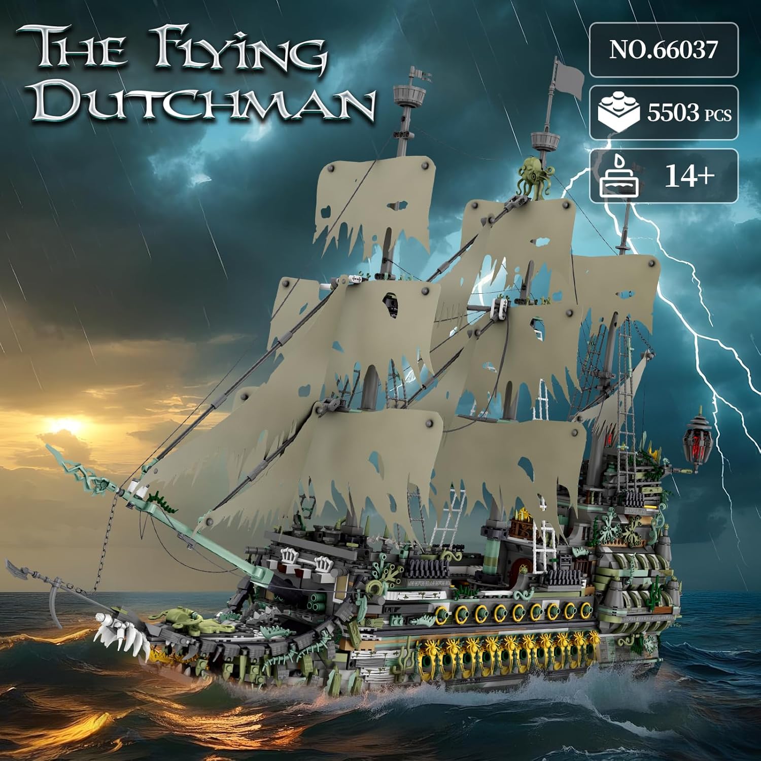 Detalle de Reobrix Flying Dutchman 66037: Set di costruzione della nave pirata da 5503 pezzi