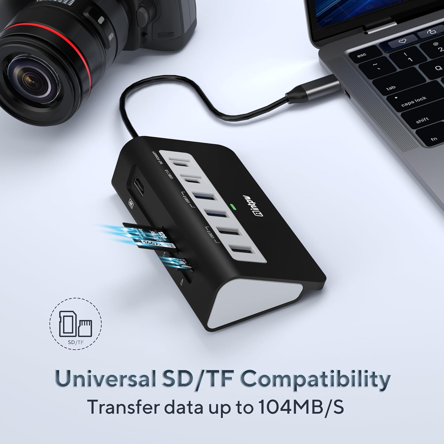 Thumbnail 5 de Intpw USB Hub 9-in-1 USB-C Docking Station – 4K HDMI, PD 100W, 2x USB 3.0, 2x USB 2.0, SD/TF