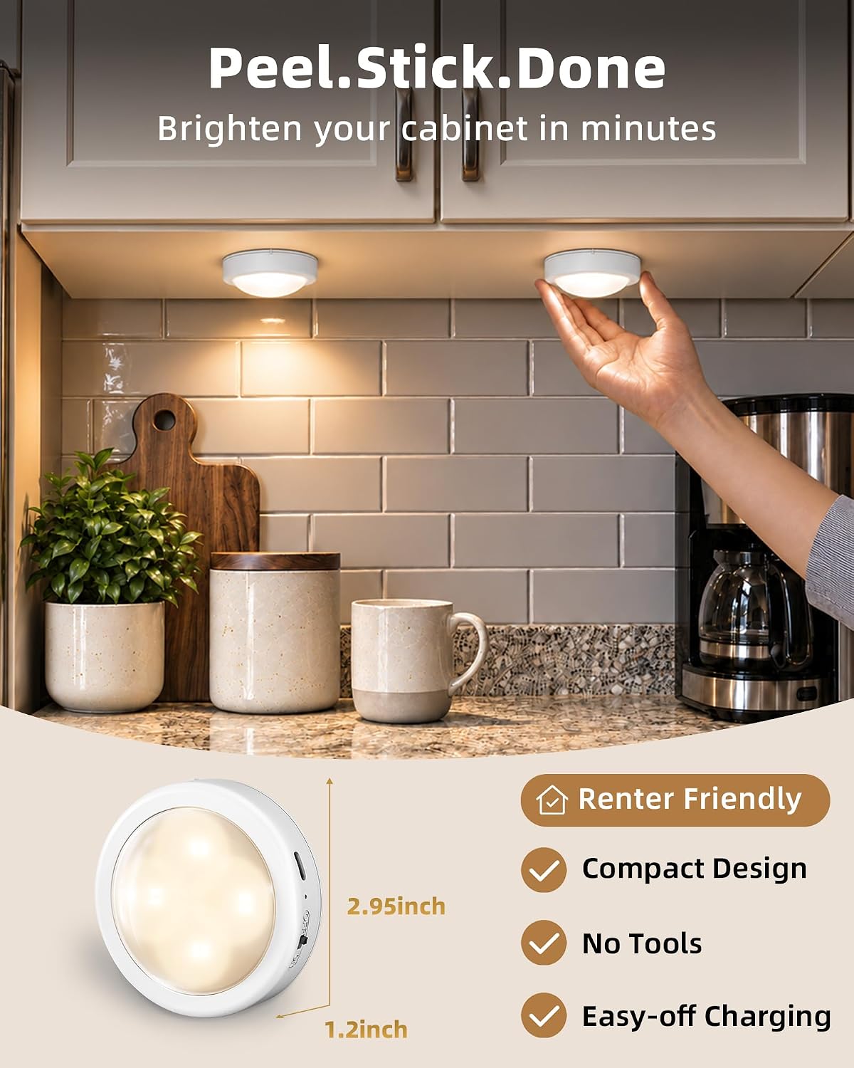 Detalle 2 de EZVALO Under Cabinet Lights 6-Pack