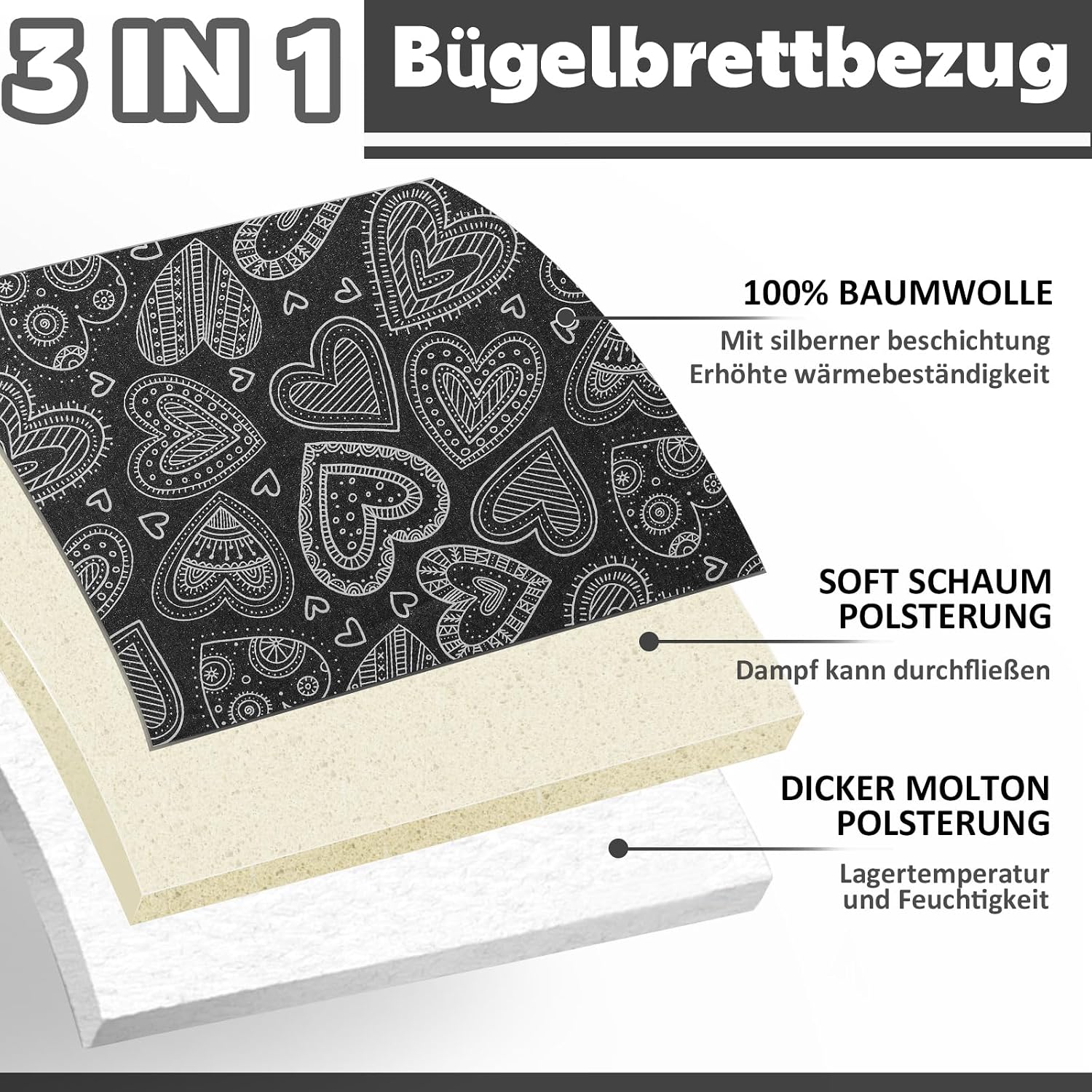Thumbnail 3 de Pottwal Funda de Tabla de Planchar Premium ❤️ 30-35cm x 108-115cm