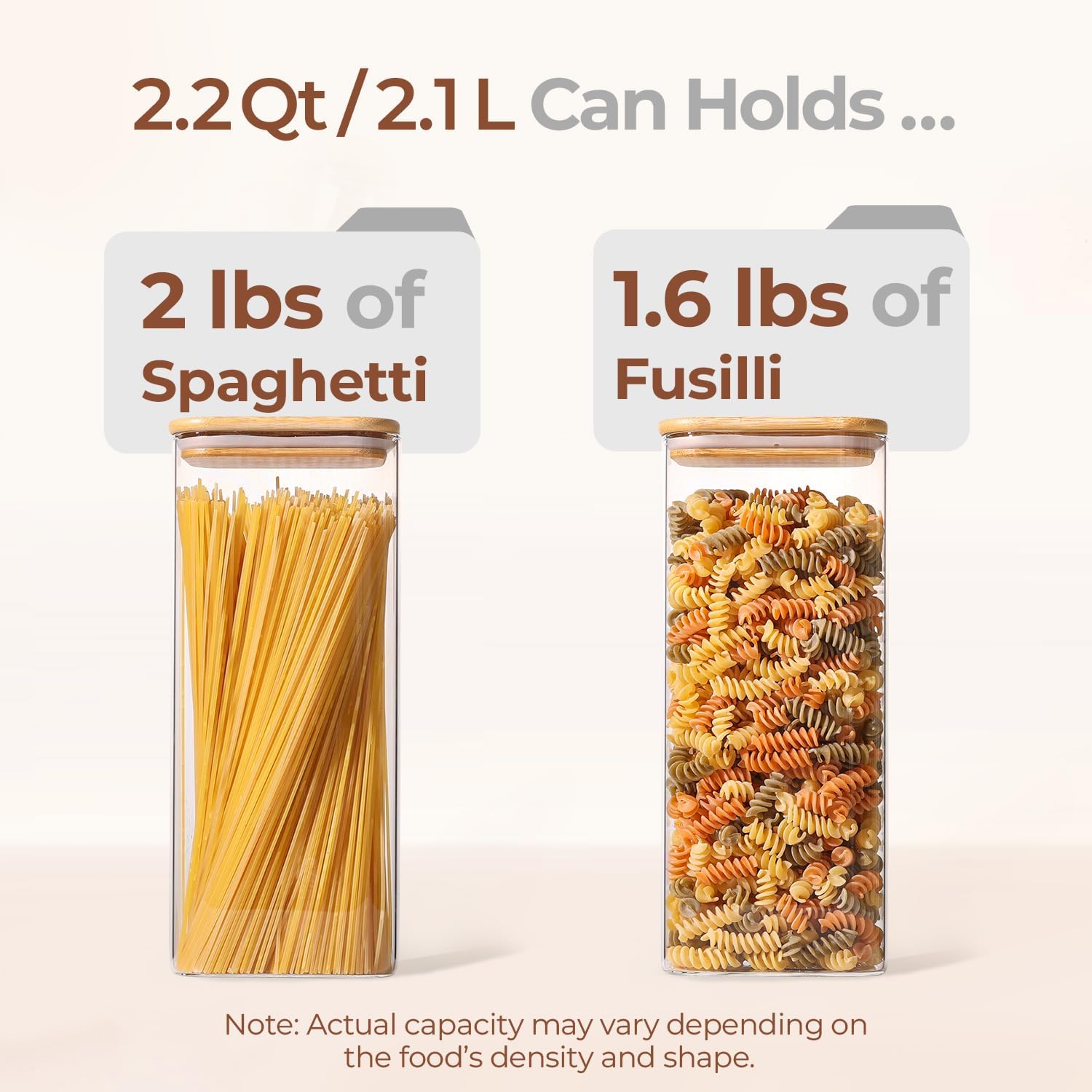 Detalle de ComSaf 2.2 Qt Rectangle Glass Storage Containers with Lids: A Practical Pantry Duo