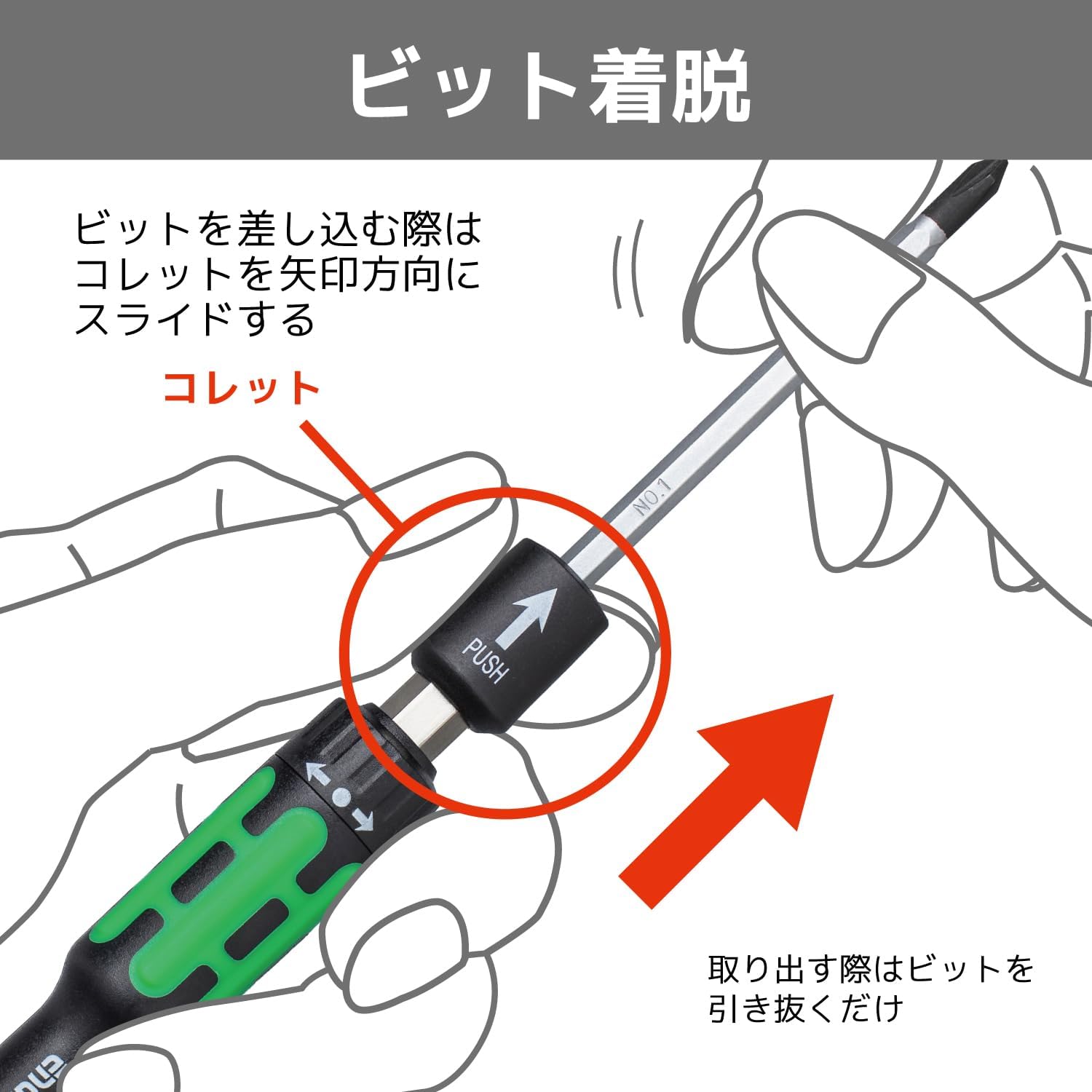 Thumbnail 3 de ENGINEER DK-113 差替精密ドライバー 3サイズ対応・軸長調整式・回転キャップ