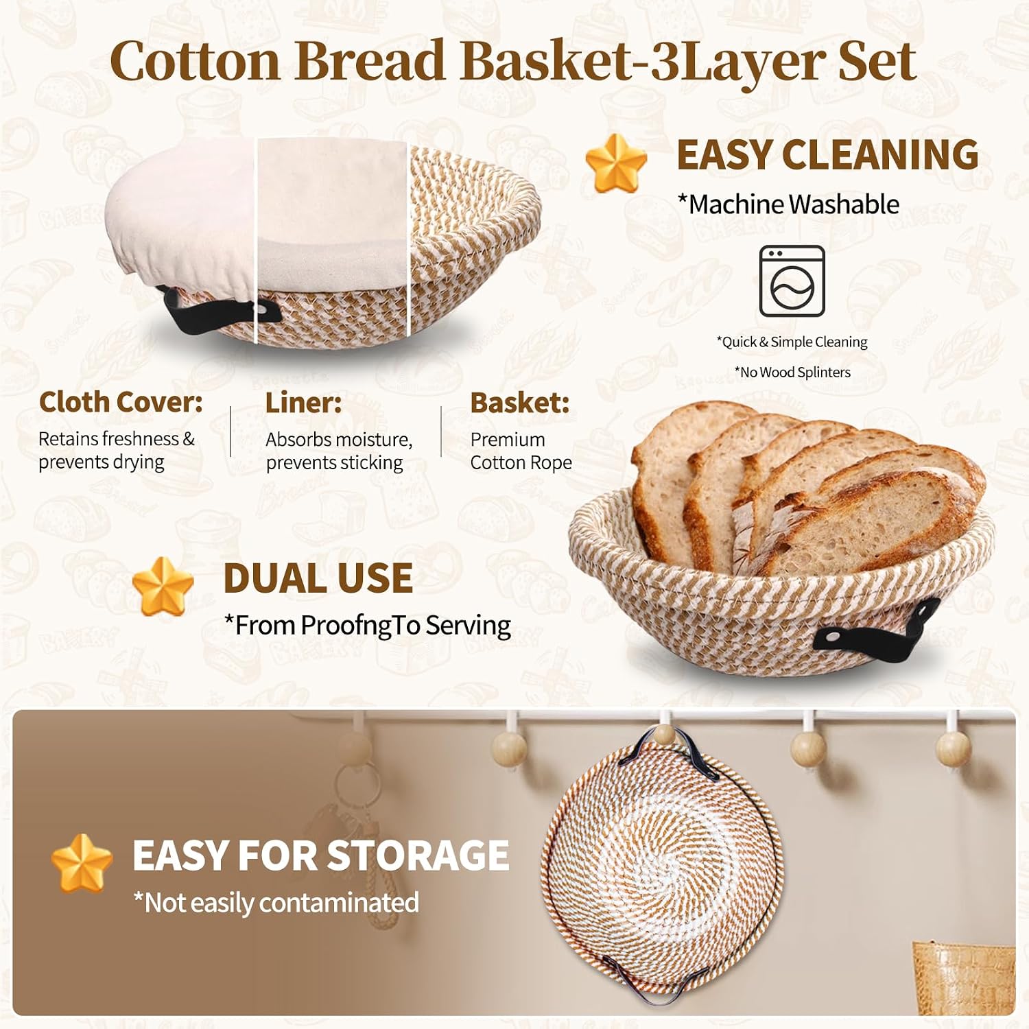 Detalle 2 de XWXO 1 Sourdough Starter Kit with 10-Inch Round Banneton and Baking Tools