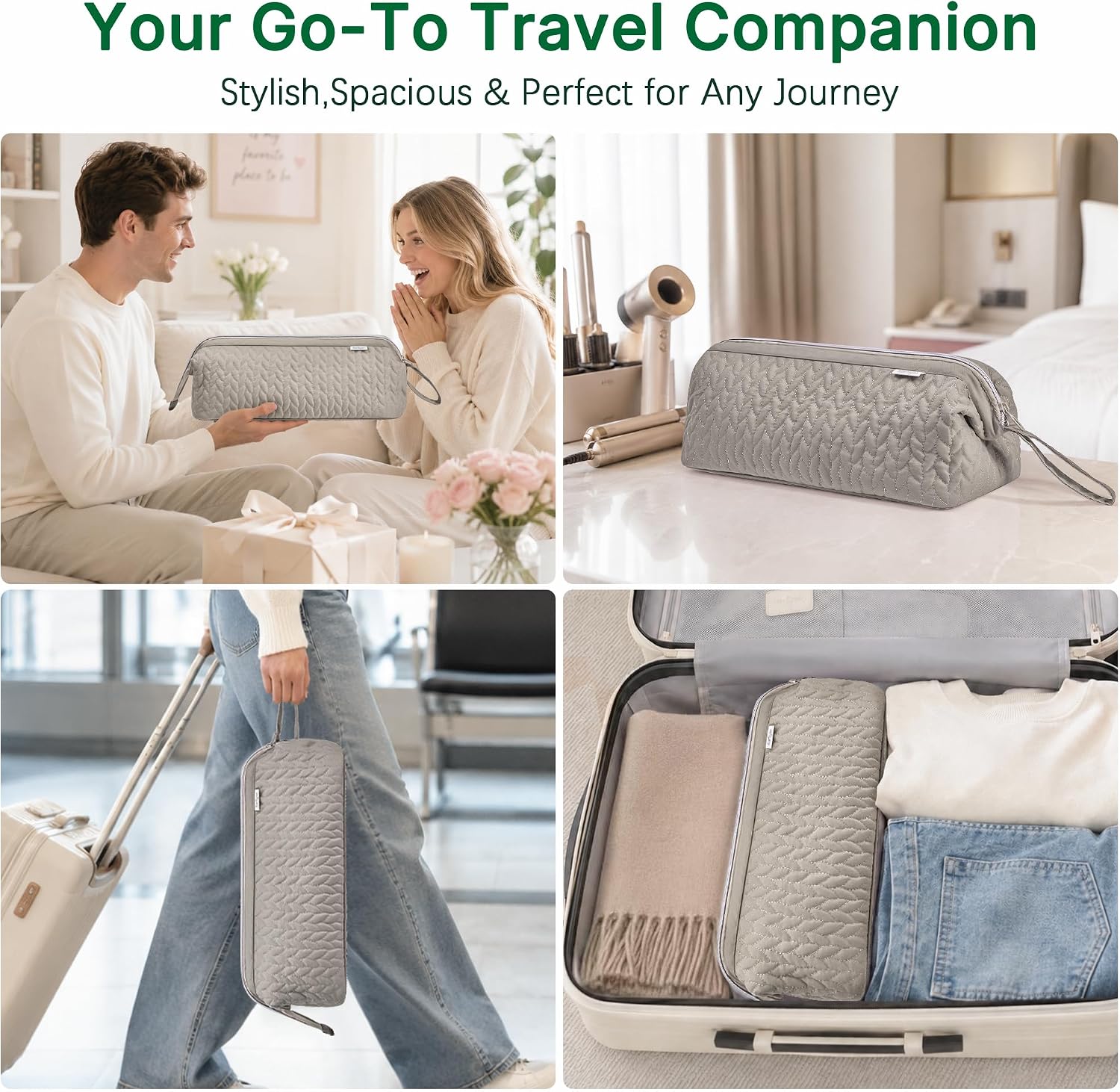 Detalle de KarSyon Shark Flex Style Case Travel Bag for Airwrap/Flat Iron Accessories (Camel)