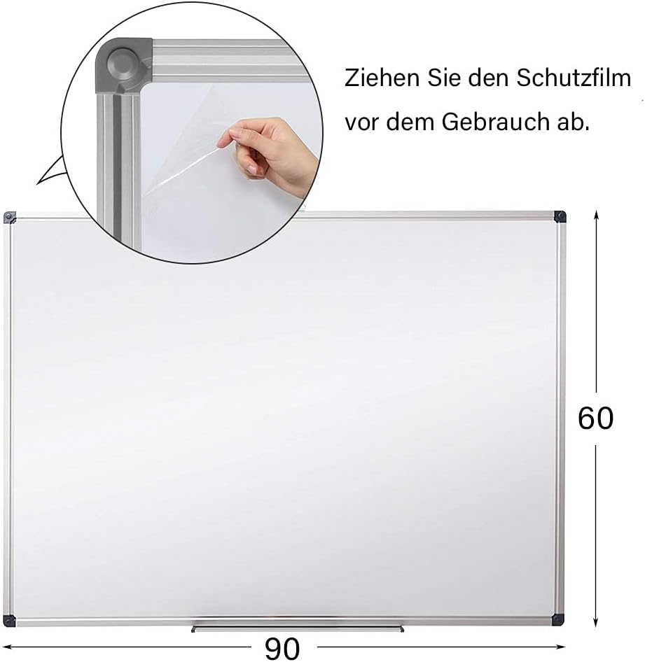 Thumbnail 1 de XIWODE Magnetisches Whiteboard 90x60 – Große Magnettafel aus Aluminiumrahmen, silber, mit Stiftablage