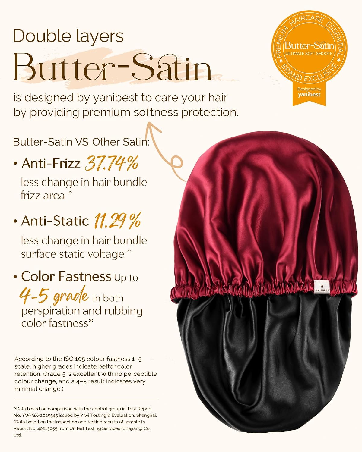 Detalle de YANIBEST Adjustable Satin Bonnet for Sleeping, Double-Layer Hair Cover