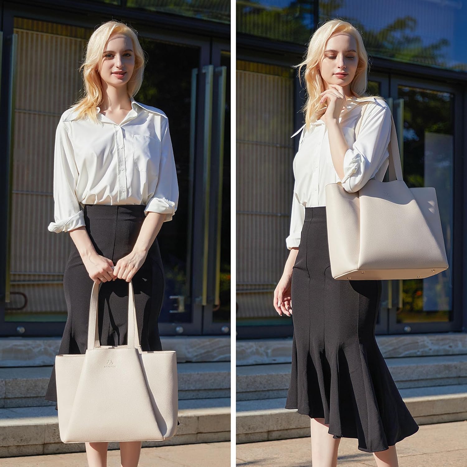 Thumbnail 1 de LOVEVOOK 15.6 Inch Laptop Bag for Women – PU Leather Tote with Padded Laptop Sleeve