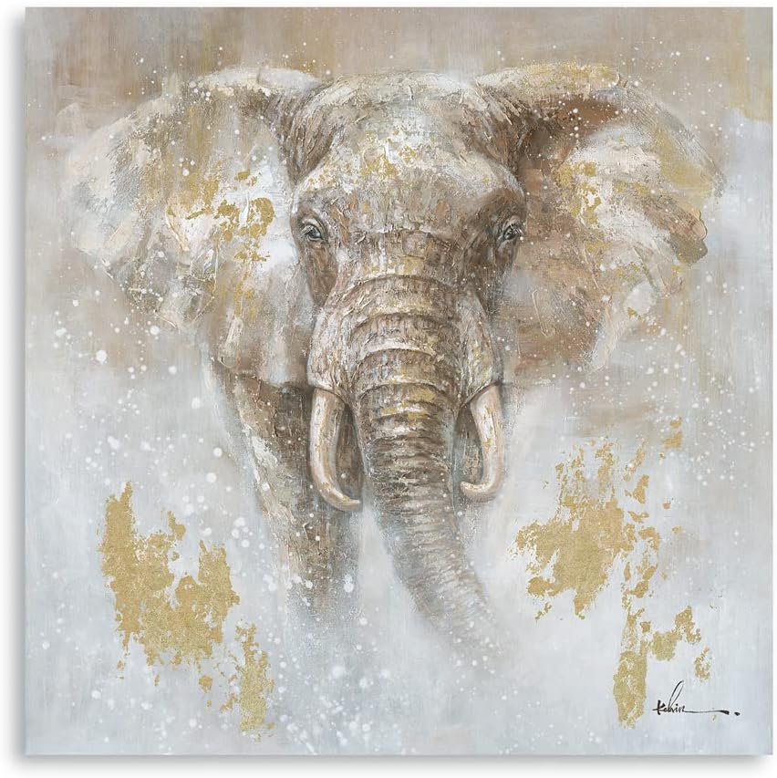 Detalle de Kunstorner Elephant Canvas Wall Art, 24 x 24 Inches