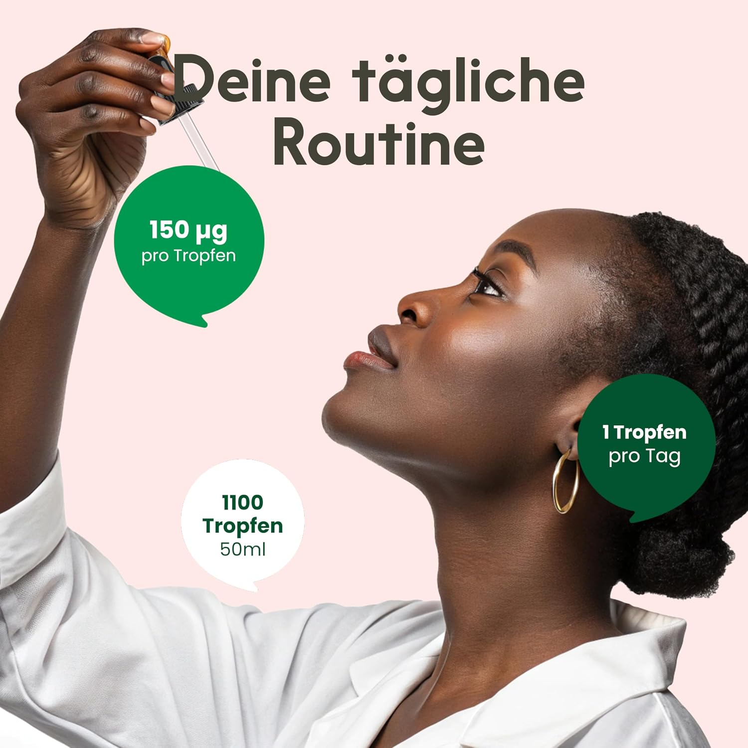 Detalle de Jod hochdosiert – 1.100 Tropfen Iod-Tropfen mit 150 µg pro Tropfen, vegan & in Deutschland produziert