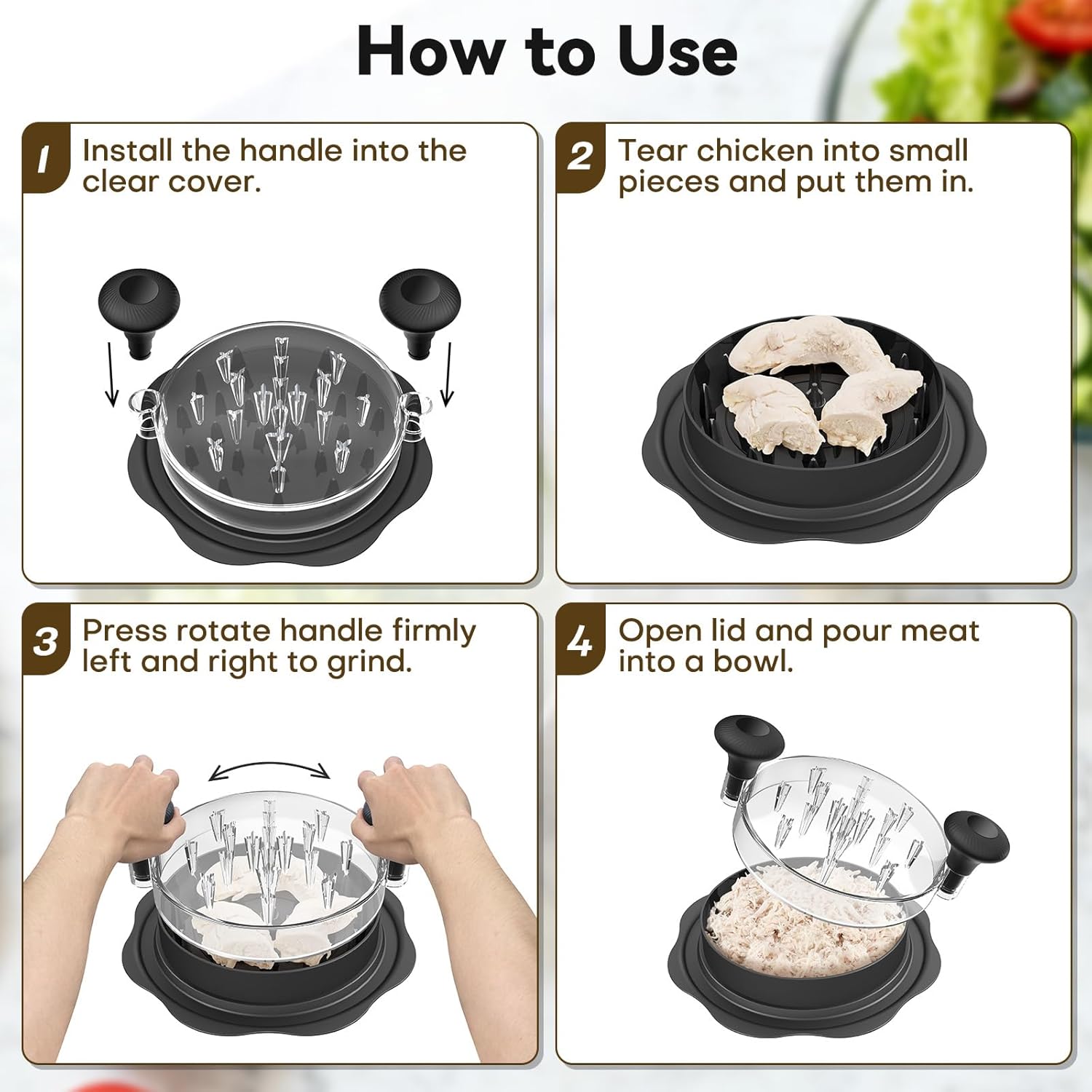 Thumbnail 5 de Ukeetap 10" Pro Chicken Shredder Tool Twist Large: BPA-Free, Non-Slip Kitchen Helper