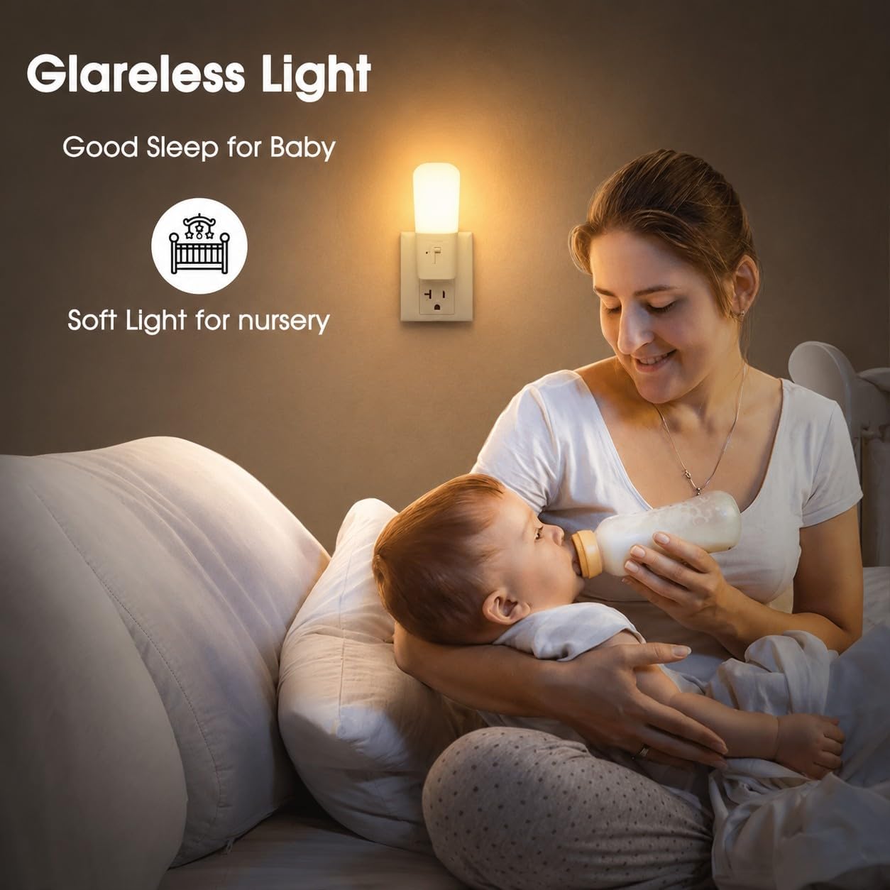Detalle de LOHAS Dimmable Plug-In Night Lights, 2-Pack, 3000K, 5–80 lm