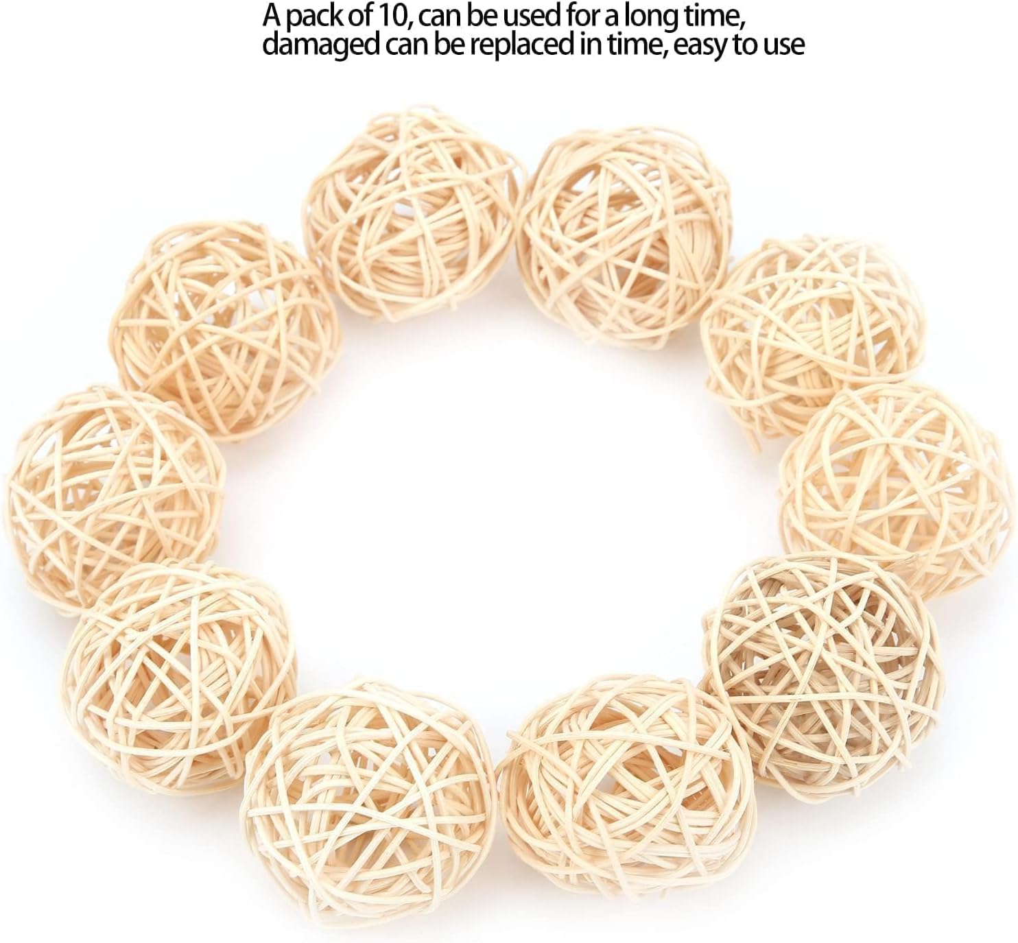 Detalle 2 de Hztyyier 10Pcs Rattan Balls for Paro t Parakeet Budgie Cockatoo – Natural Chewing Toys