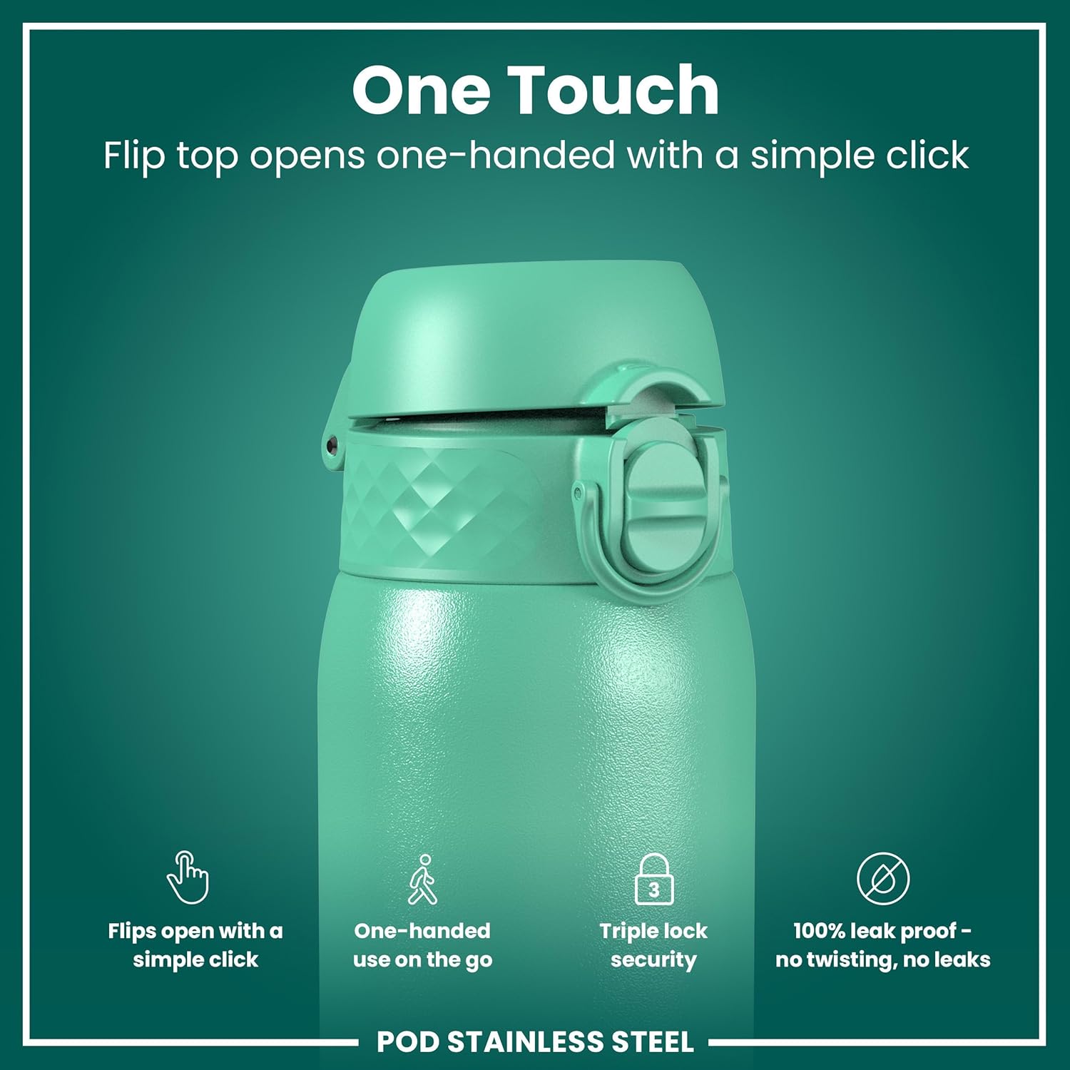 Detalle de ION8 Lightweight Steel Kids Water Bottle 400ml/13oz