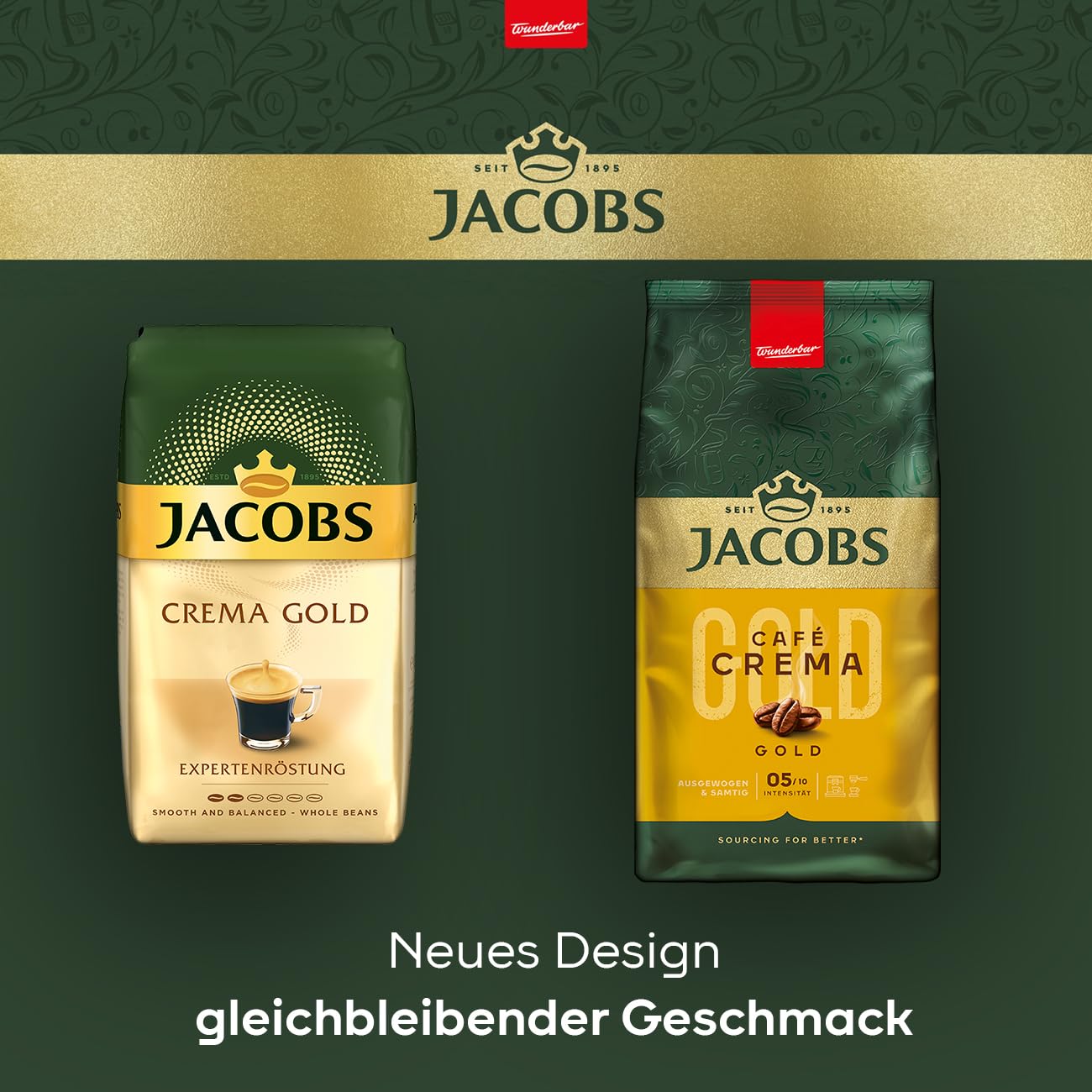 Detalle de Jacobs Café Crema Gold – Ganze Bohnen, vollmundig & fruchtig, 1 kg, brasilianische Basis aus Bremen geröstet
