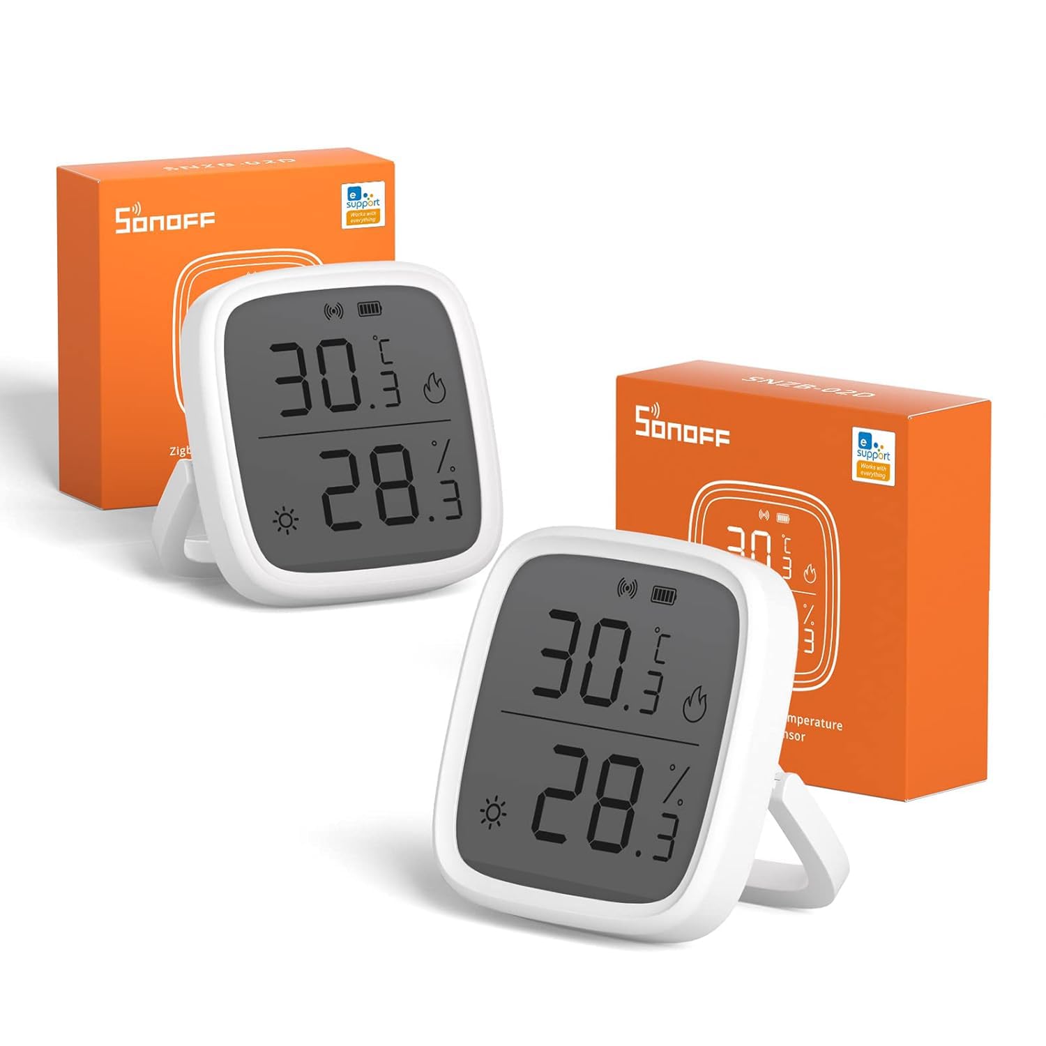 Detalle de SONOFF SNZB-02D Zigbee LCD Smart Temperature Humidity Sensor (2 Pack)