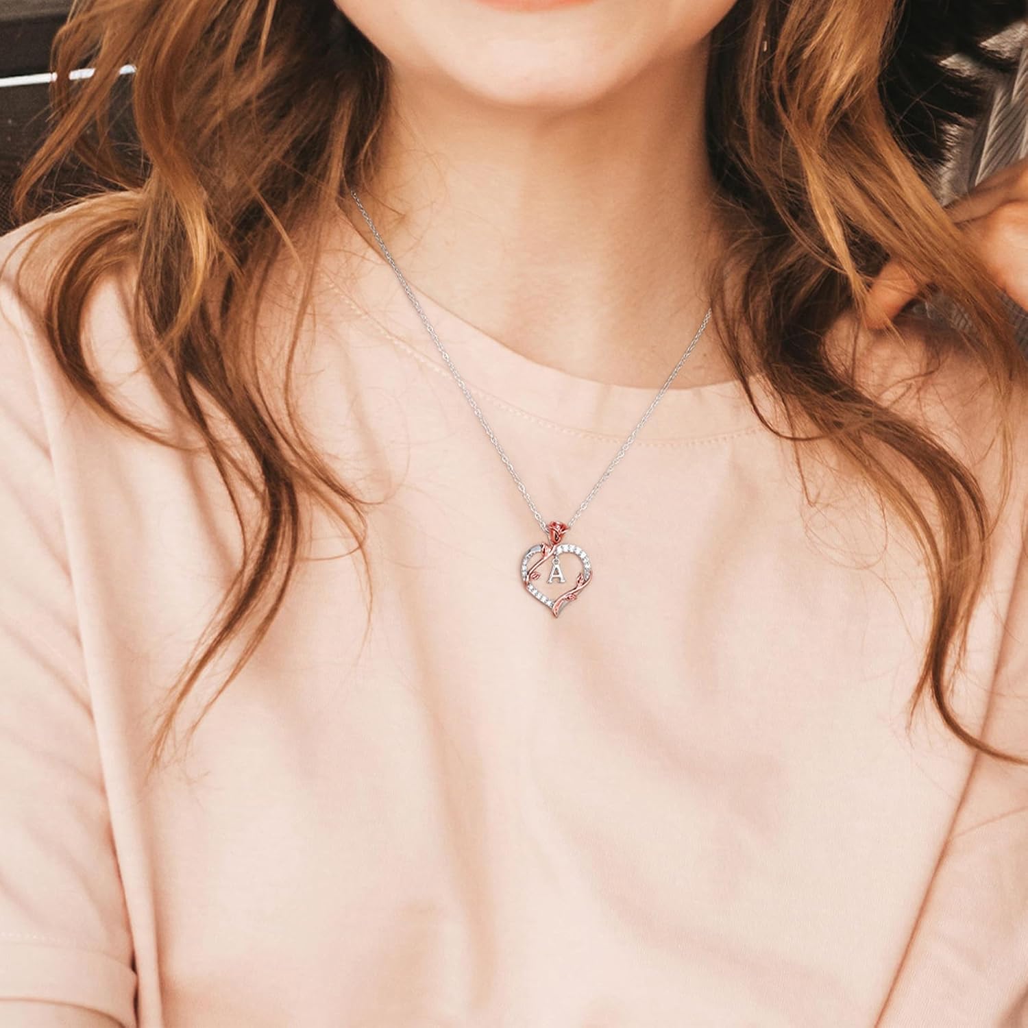 Thumbnail 4 de Iefil 925 Sterling Silver Heart Initial Necklace 20in