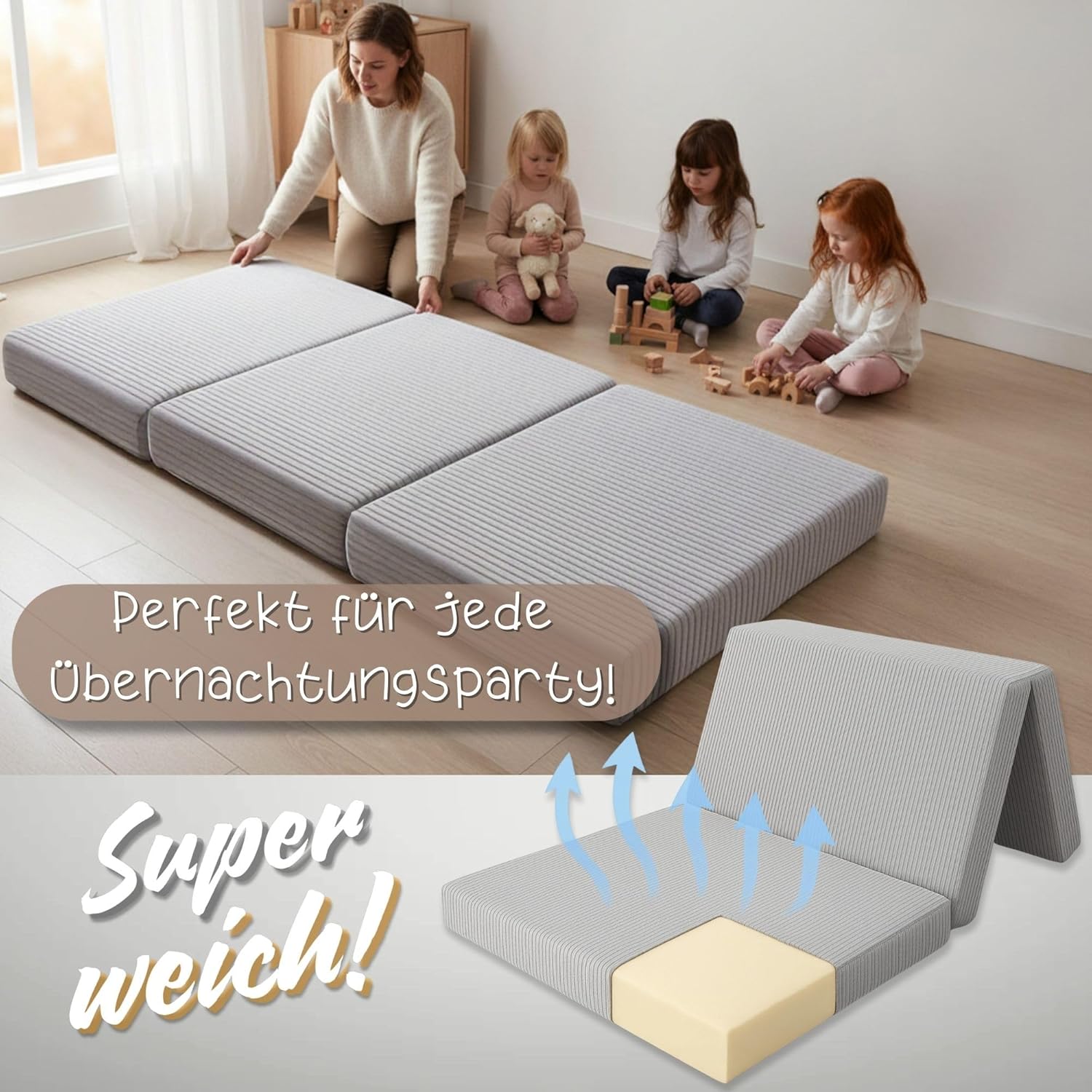 Thumbnail 2 de Totsy Baby Materasso Pieghevole Bambini 60x120 cm con rivestimento sfoderabile lavabile (Oeko-Tex), beige