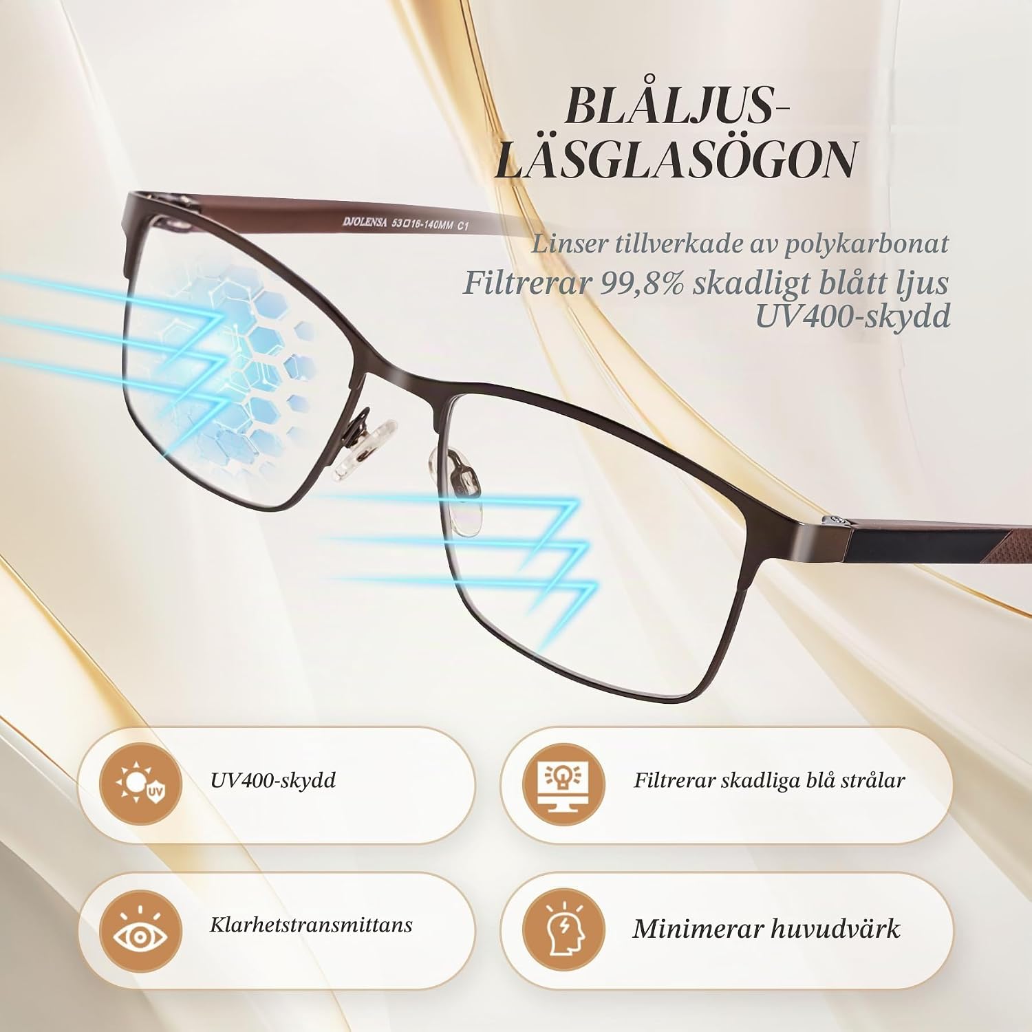 Detalle de DJOLENSA läsglasögon i 3-pack med blåljusfilter och metallbågar