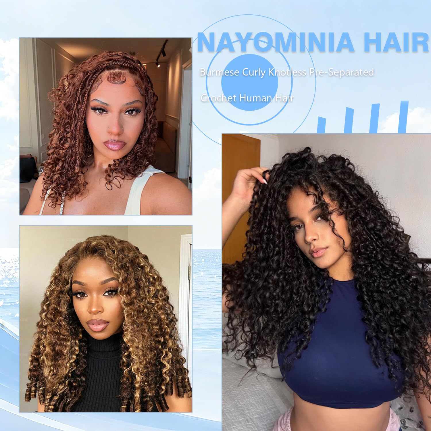 Detalle de Miracle Knots Burmese Curly Crochet Hair, 18 Inch
