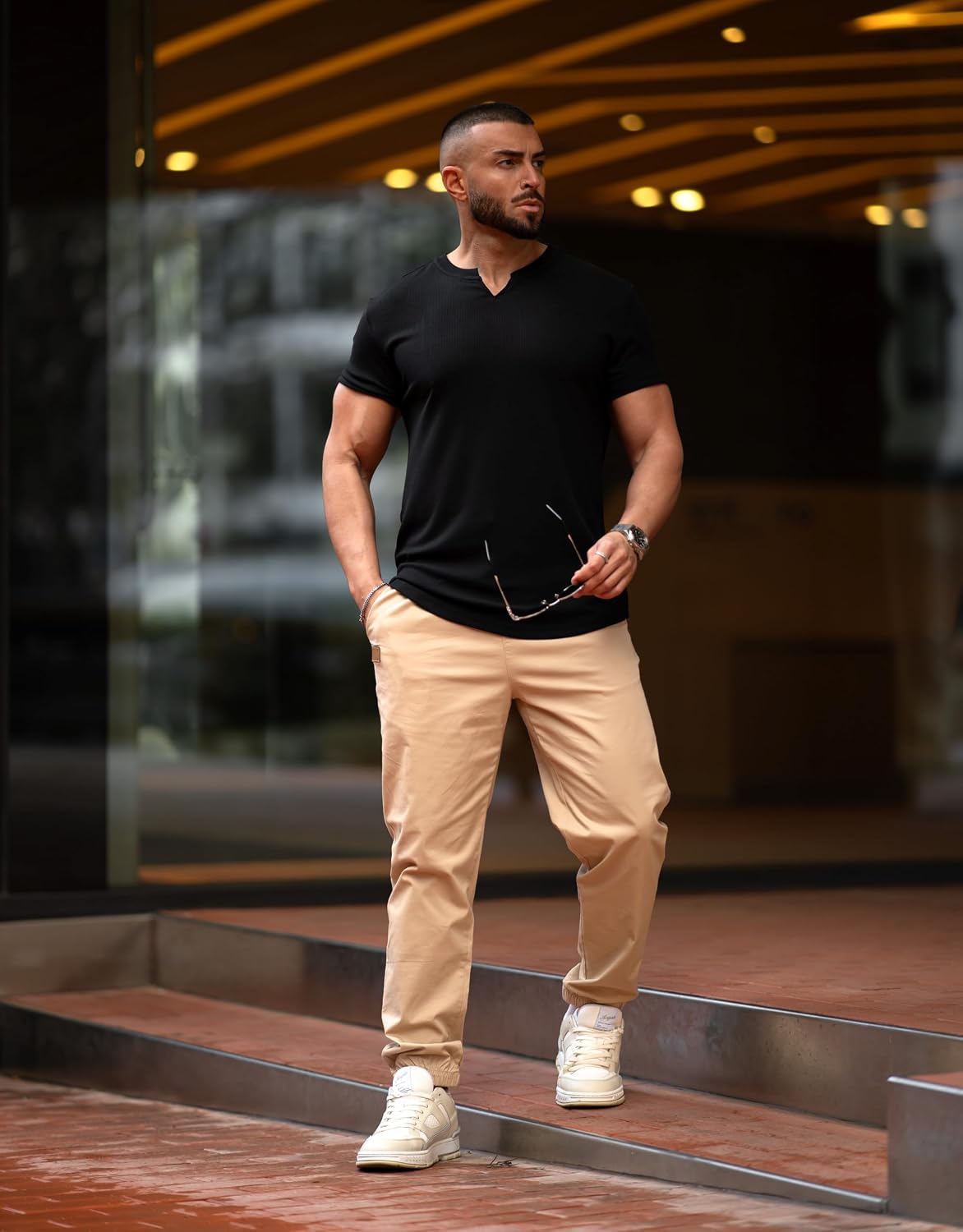 Detalle de JMIERR Mens Cotton Cargo Joggers for Hiking 🧍