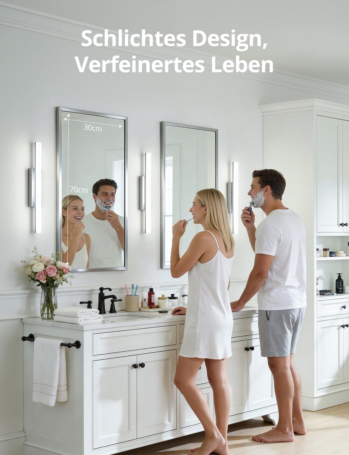 Thumbnail 6 de LED-Spiegelleuchte fürs Bad (40 cm) mit Kaltweiß 6000K, 9W und IP44 – Spiegellampe für Wandmontage