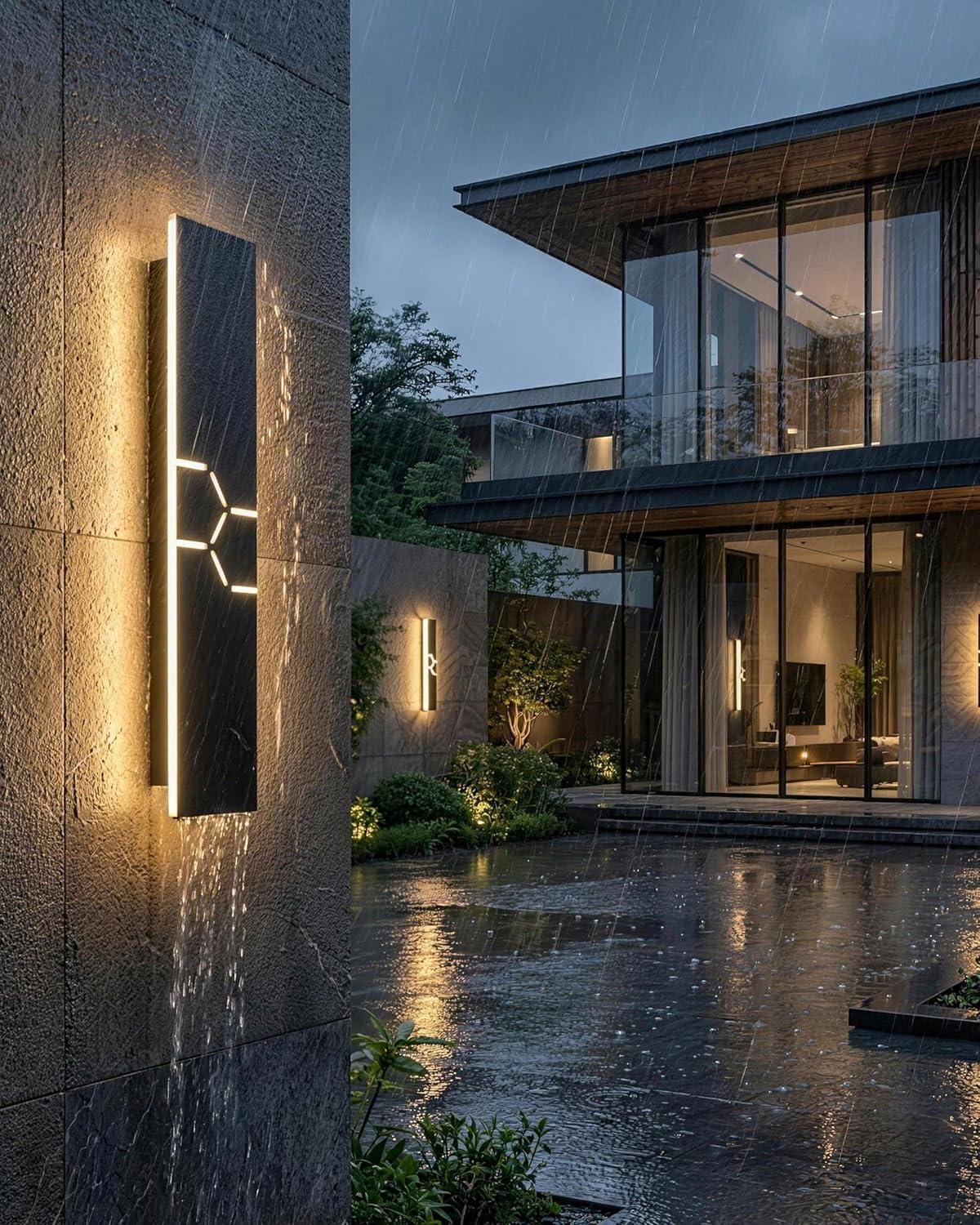 Thumbnail 2 de SUZNIU Lange LED Wandleuchte Außen/Innen Villa Wandlampe – 30 cm, IP65, 3000K, Schwarz